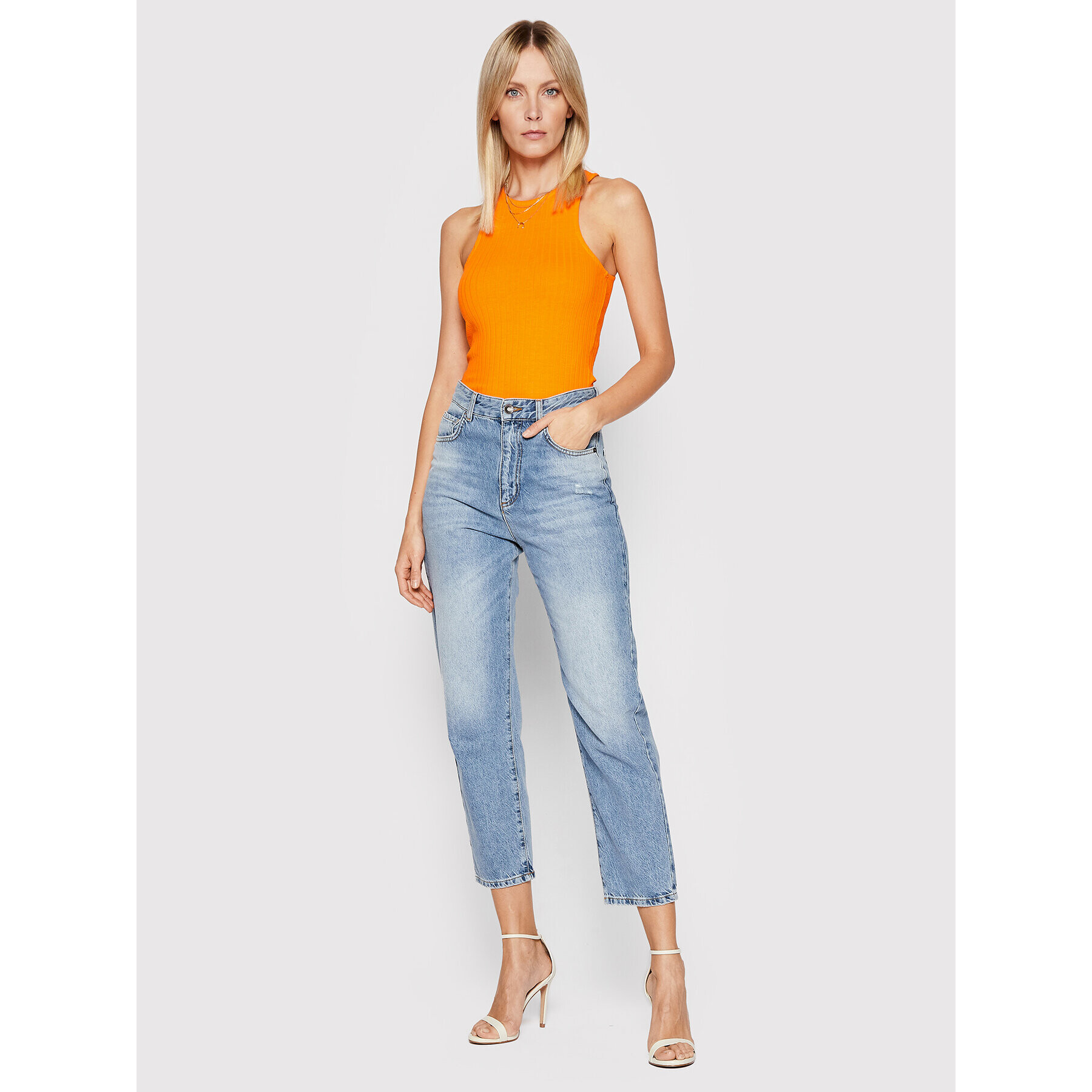 Noisy May Top Paula 27020865 Oranžna Slim Fit - Pepit.si