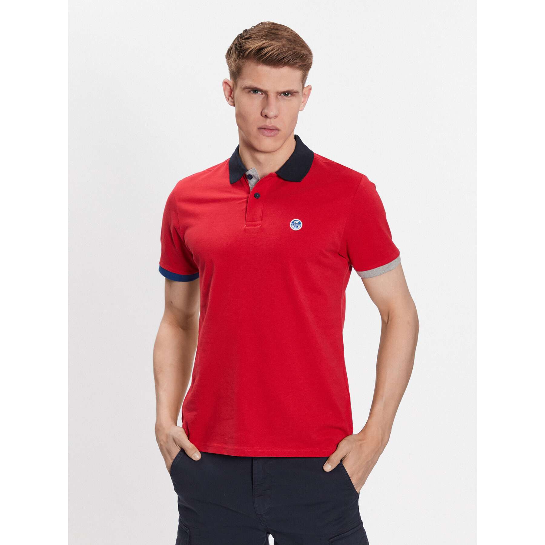 North Sails Polo majica 692398 Rdeča Regular Fit - Pepit.si