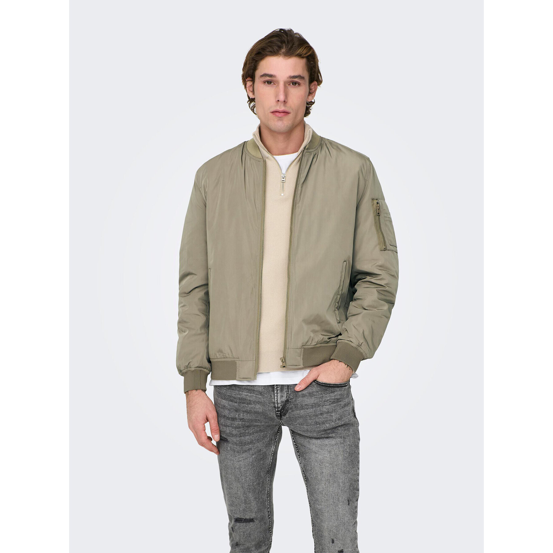 Only & Sons Bomber jakna Joshua 22023287 Bež Regular Fit - Pepit.si