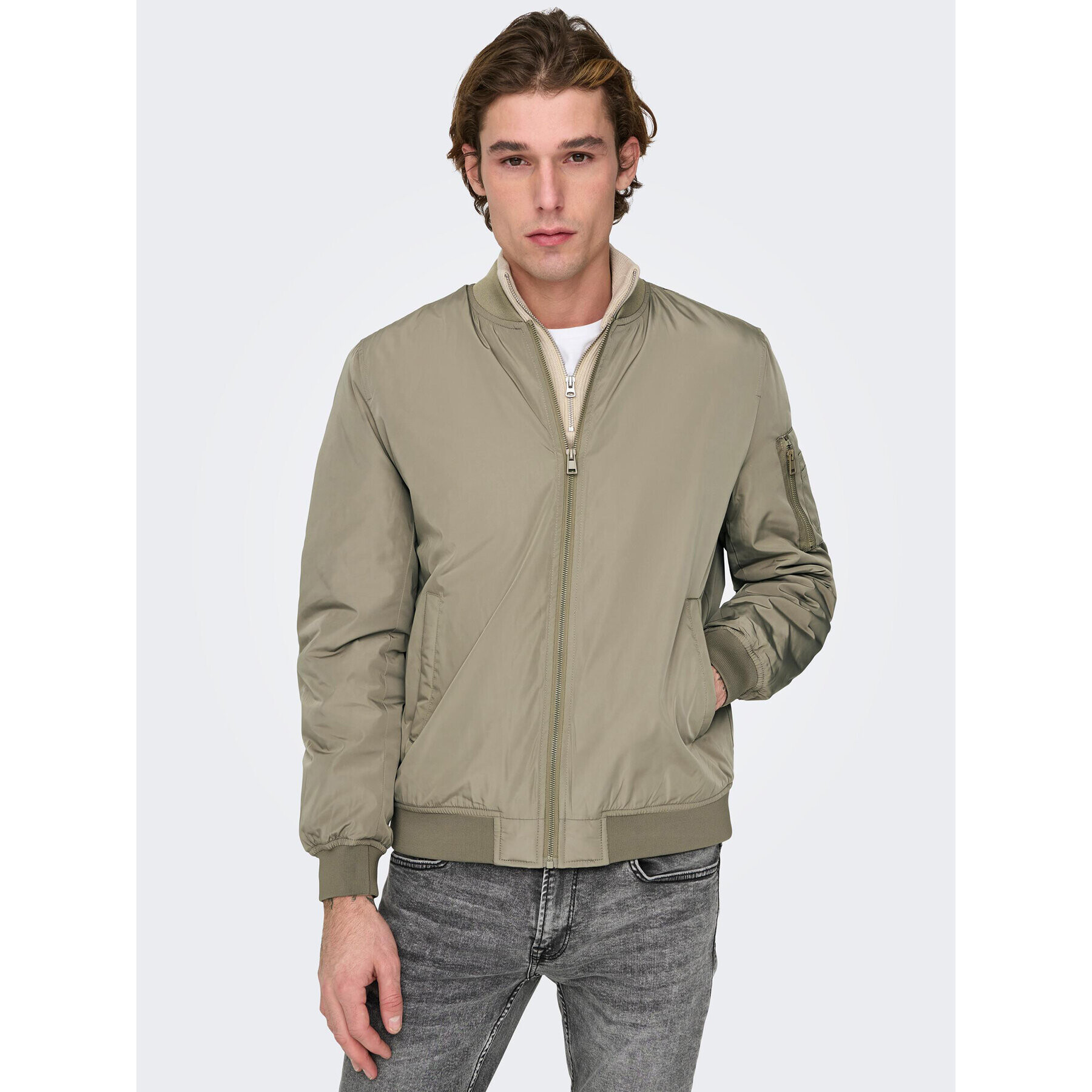 Only & Sons Bomber jakna Joshua 22023287 Bež Regular Fit - Pepit.si