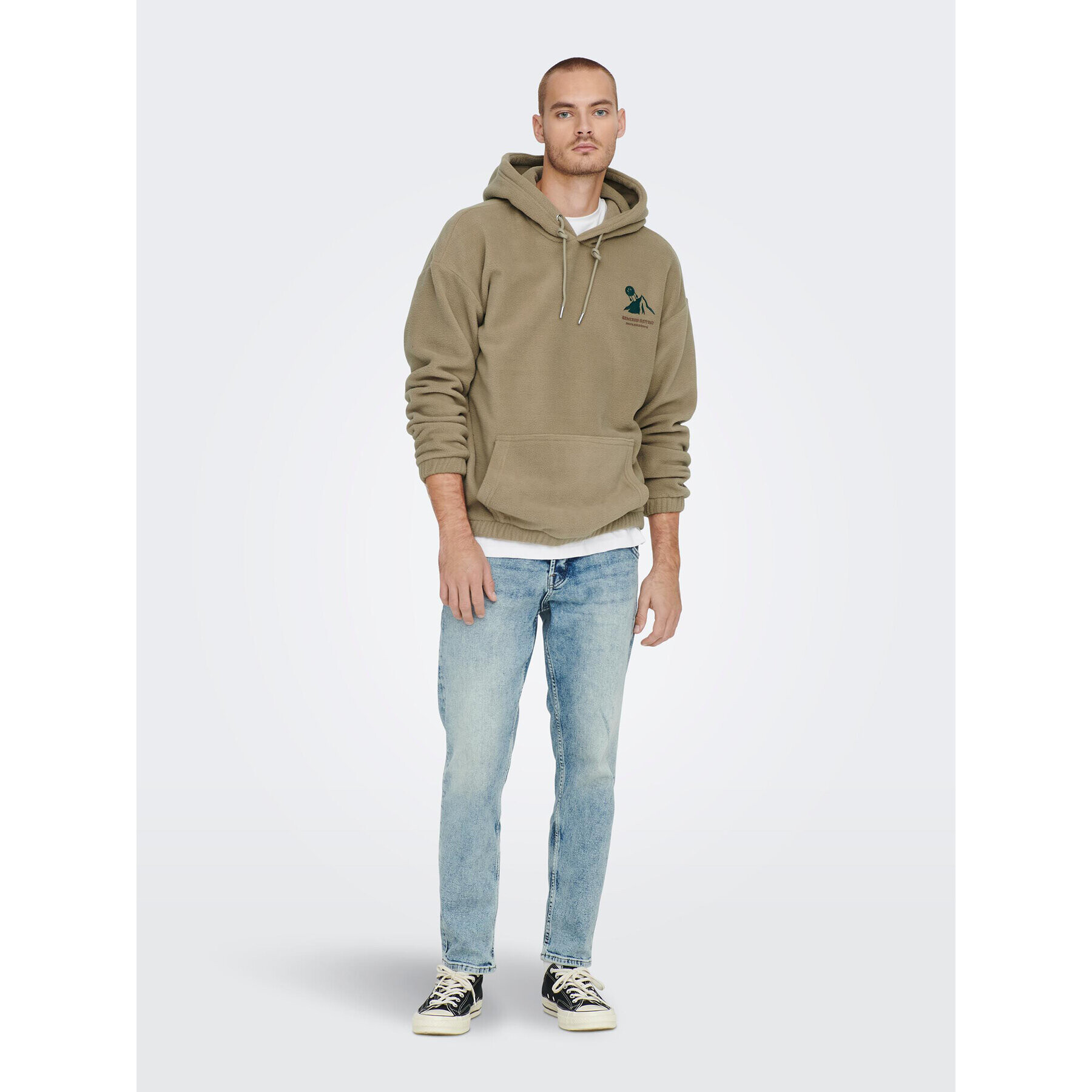 Only & Sons Flis Spencer 22024193 Bež Relaxed Fit - Pepit.si