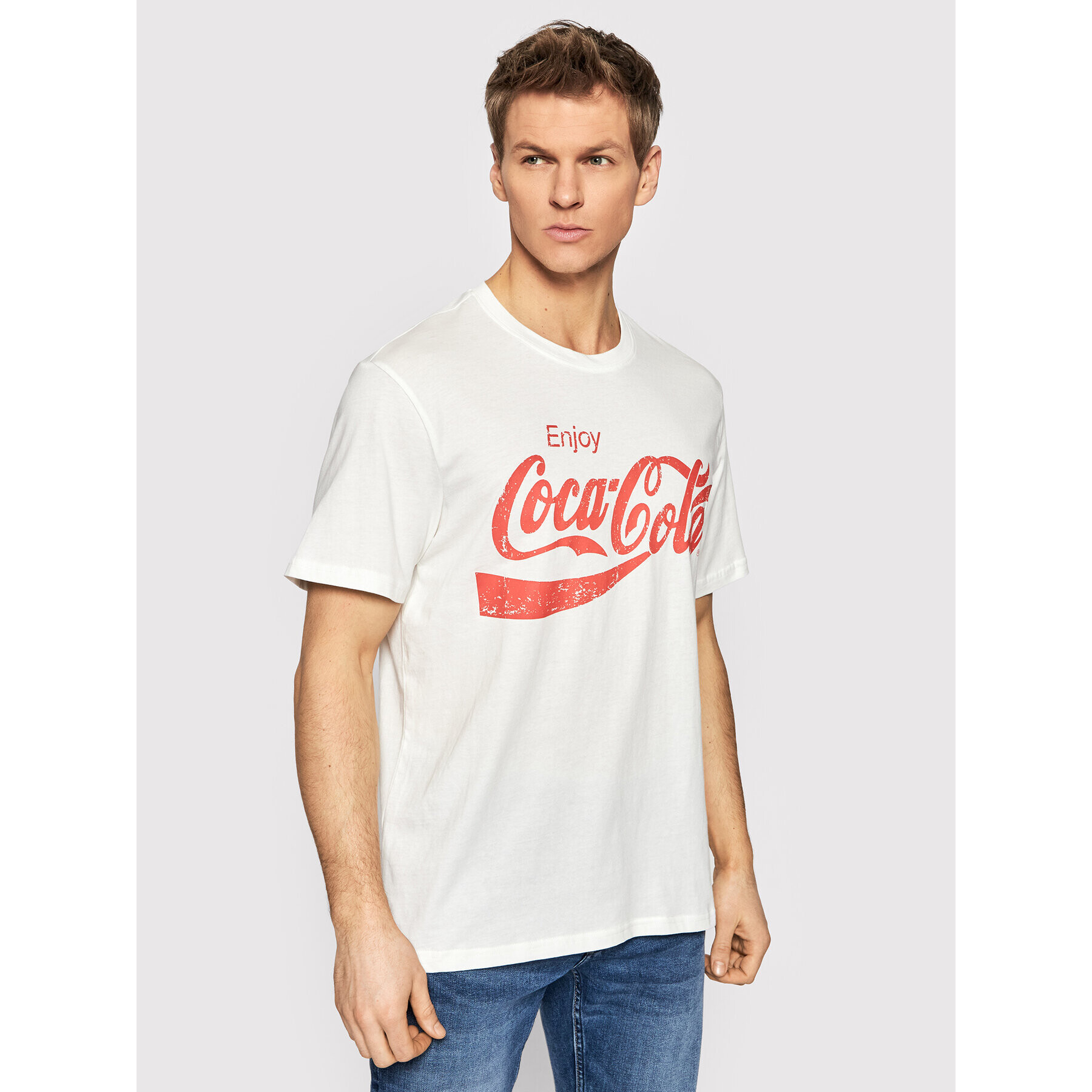 Only & Sons Majica COCA-COLA 22023351 Bela Regular Fit - Pepit.si