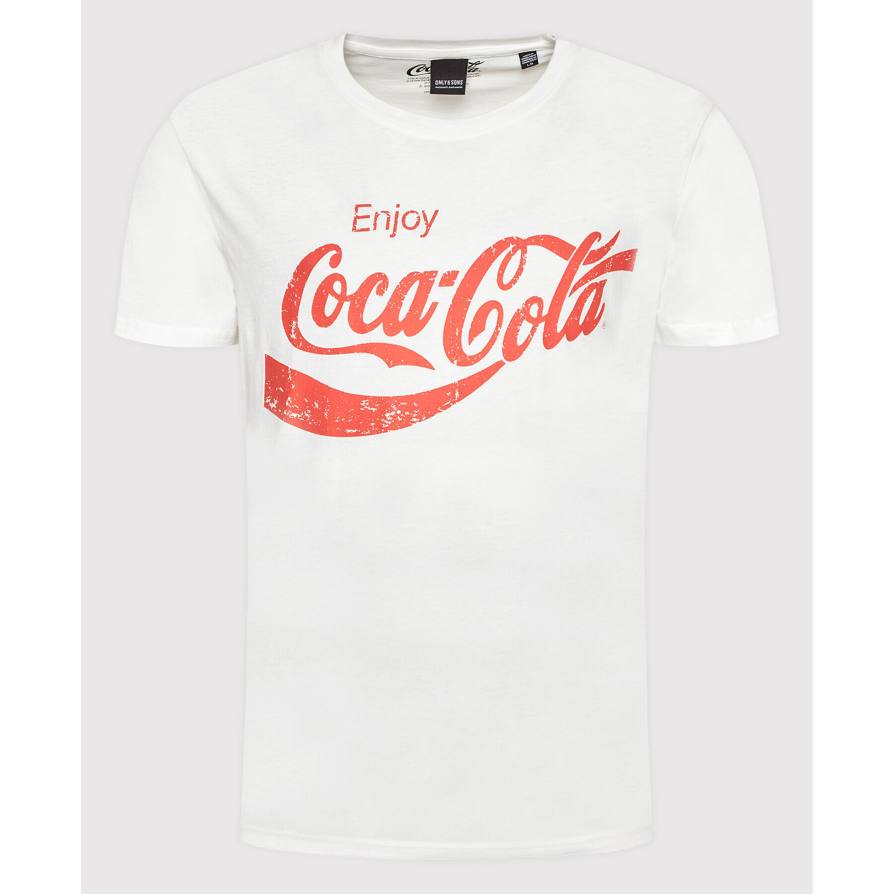 Only & Sons Majica COCA-COLA 22023351 Bela Regular Fit - Pepit.si