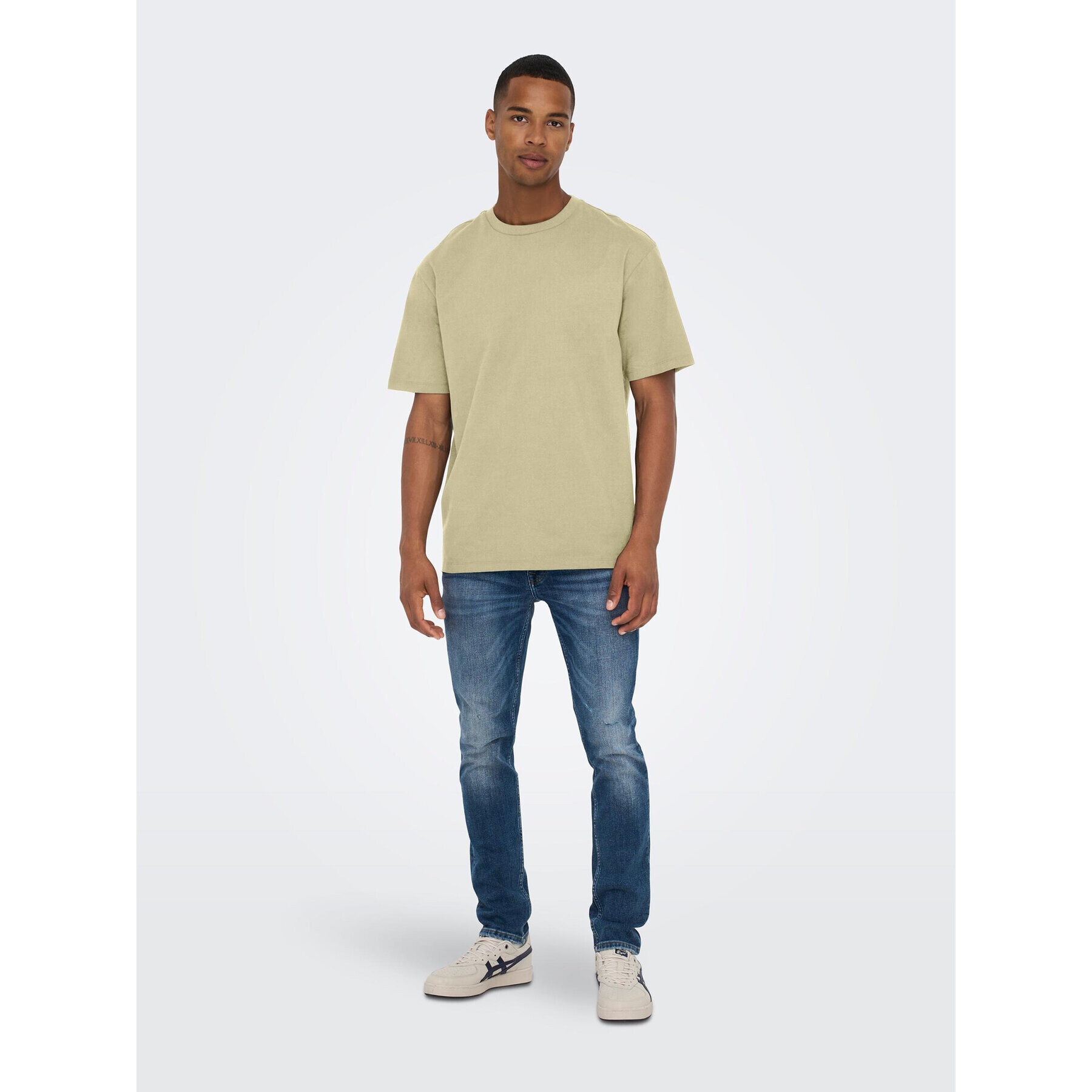 Only & Sons Majica Fred 22022532 Bež Relaxed Fit - Pepit.si