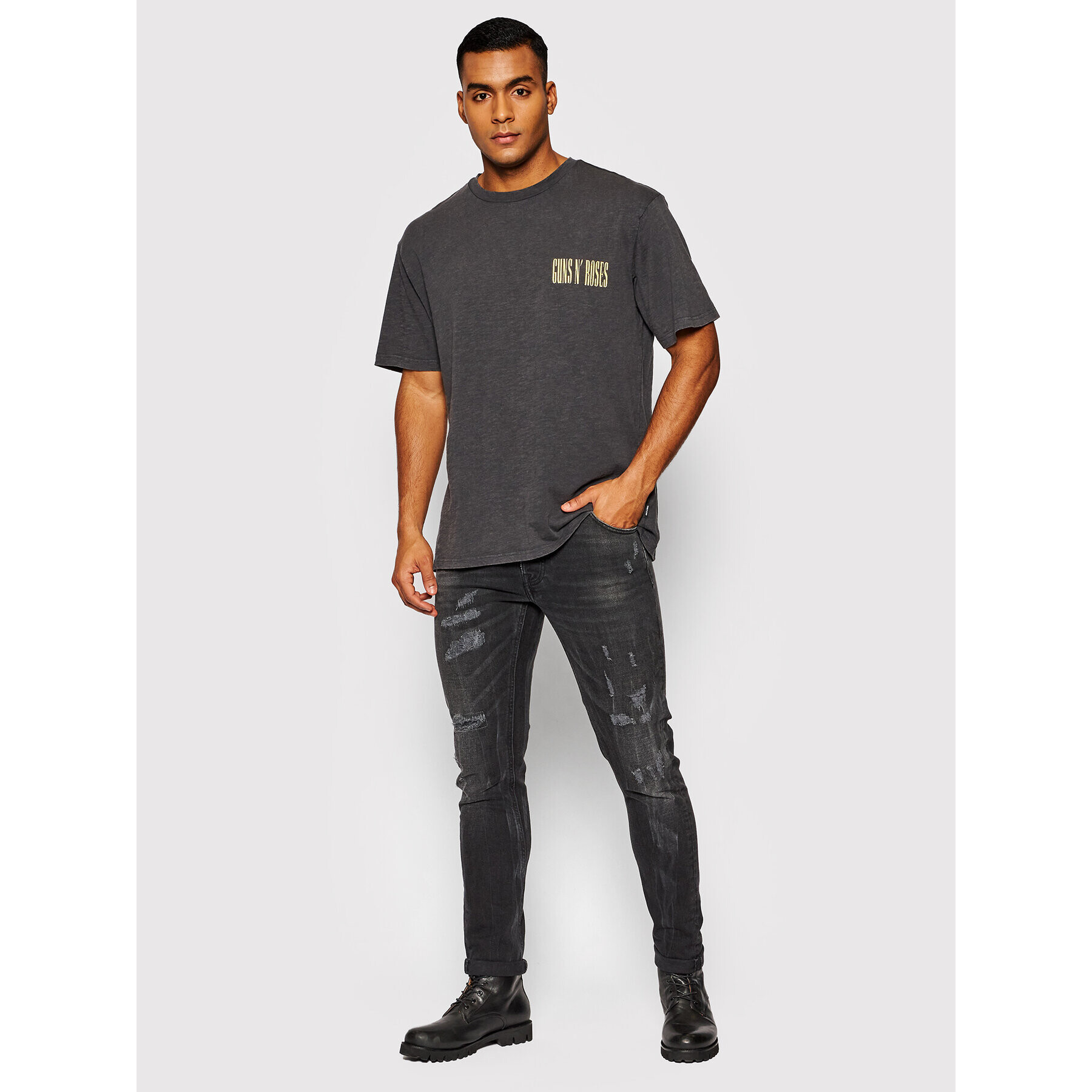 Only & Sons Majica Guns N' Roses 22021465 Siva Relaxed Fit - Pepit.si