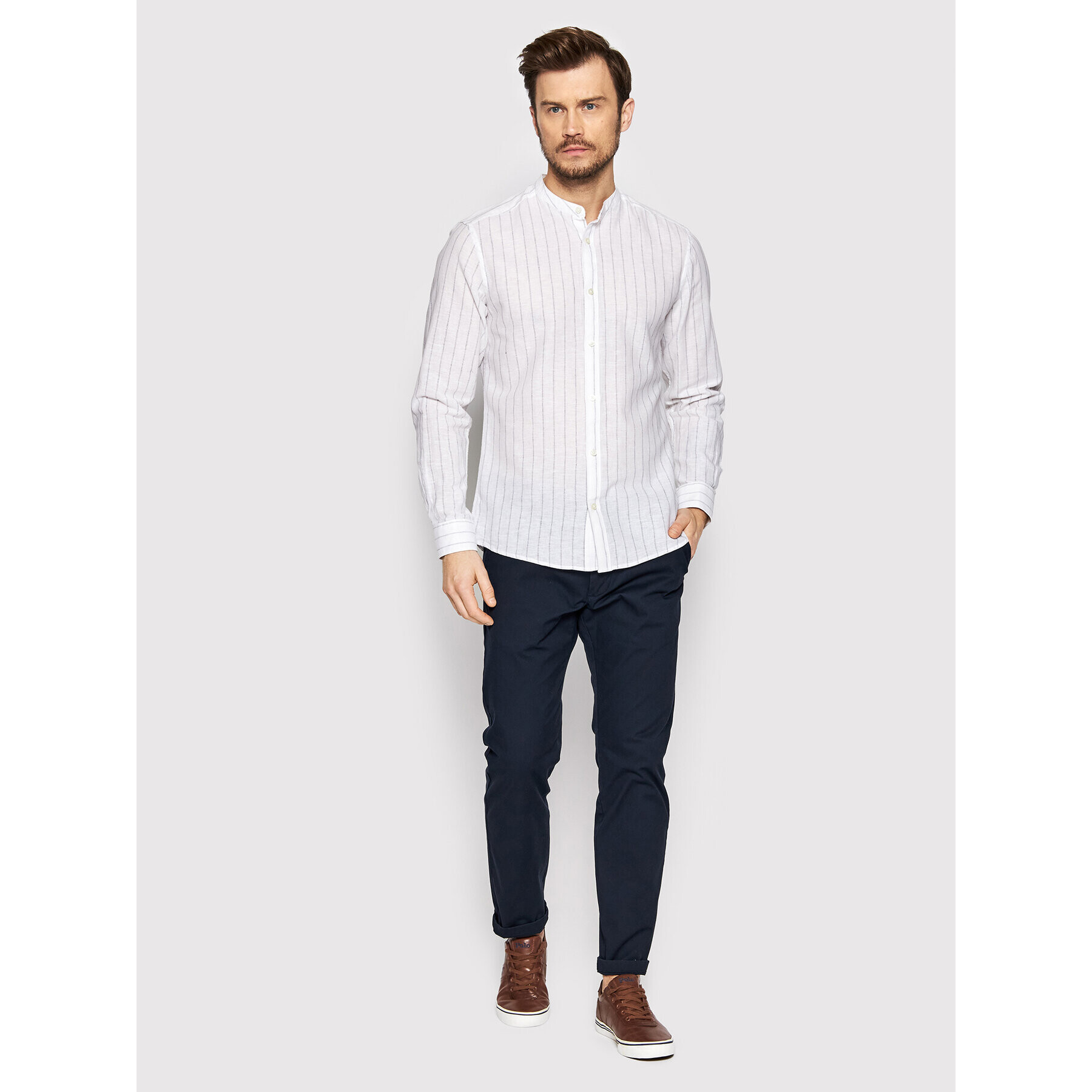 Only & Sons Srajca Caiden 22021971 Bela Slim Fit - Pepit.si