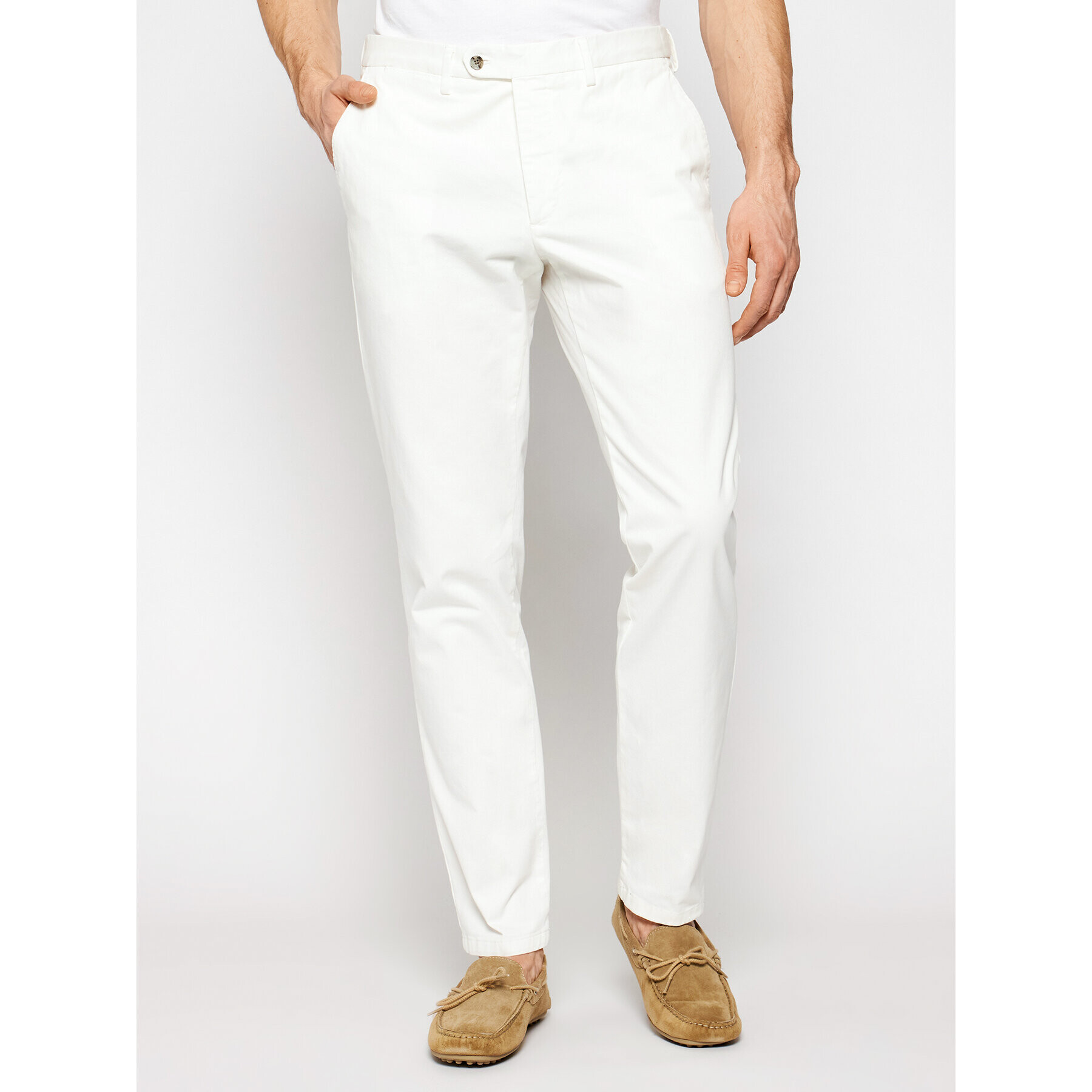 Oscar Jacobson Chino hlače Danwick 5176 4305 Bela Slim Fit - Pepit.si