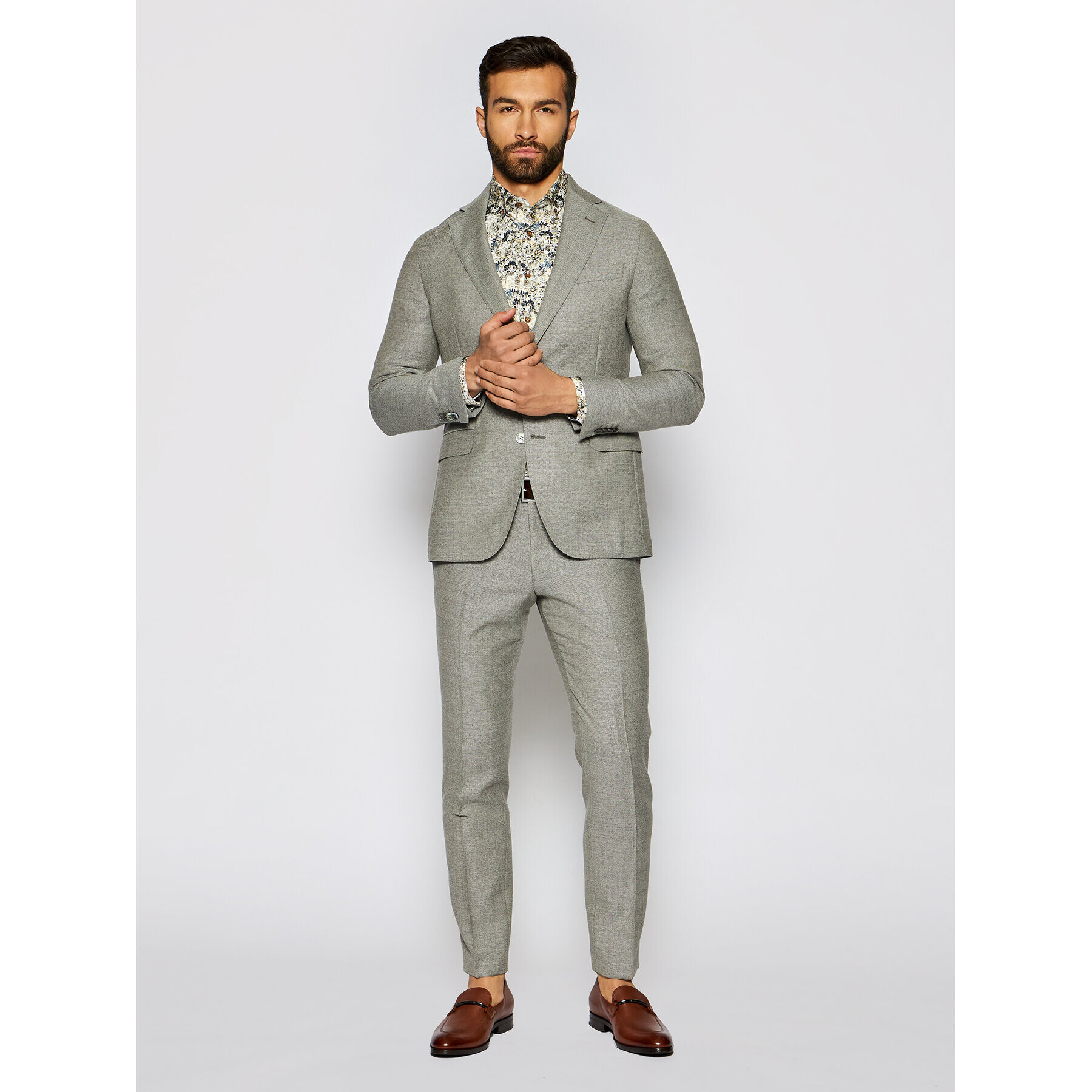 Oscar Jacobson Suknjič Egel 3363 5027 Bež Slim Fit - Pepit.si