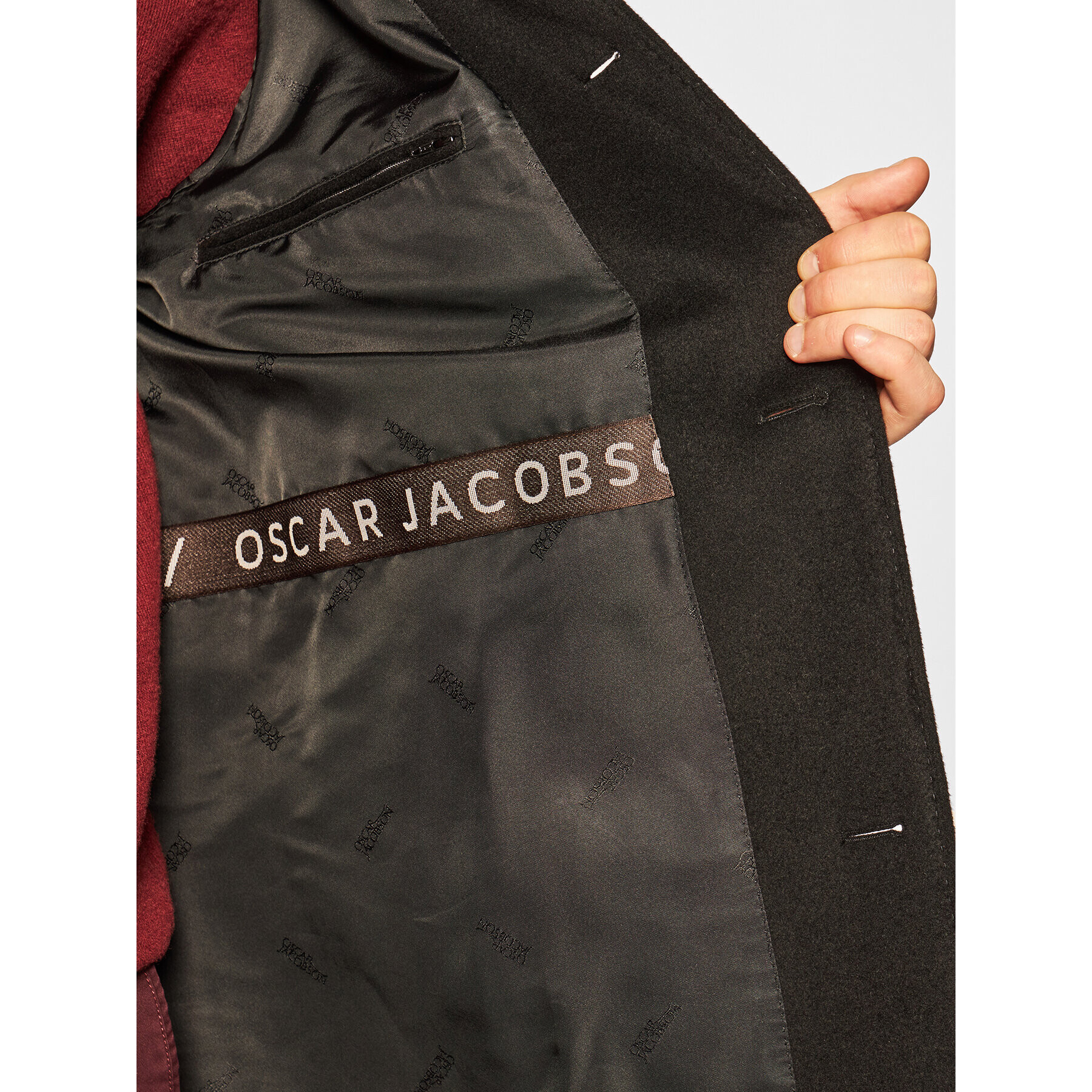 Oscar Jacobson Volneni plašč Storviker 7154 9049 Črna Regular Fit - Pepit.si