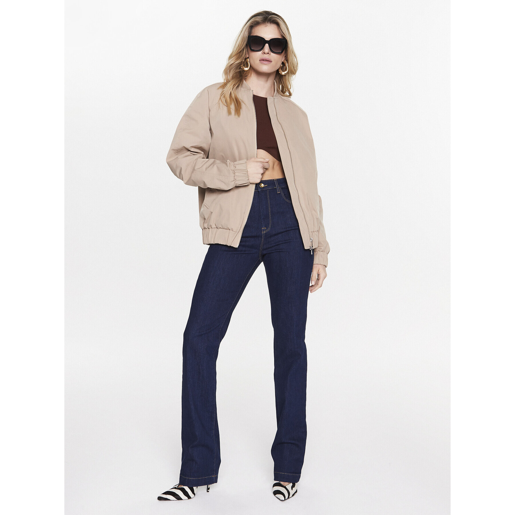 Patrizia Pepe Bomber jakna 8O0061/A203-B752 Bež Relaxed Fit - Pepit.si