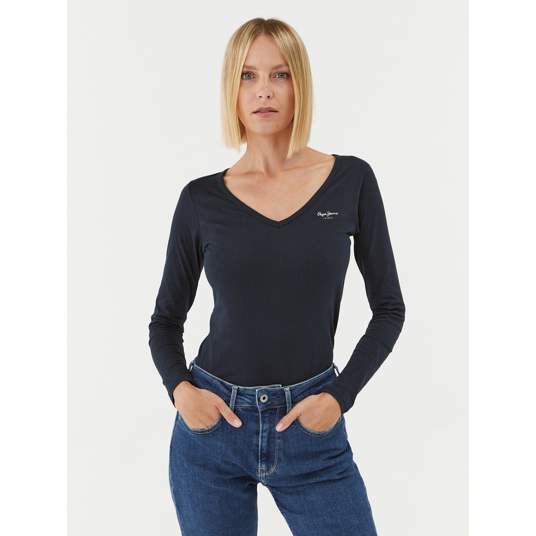 Pepe Jeans Bluza Corine PL505306 Mornarsko modra Regular Fit - Pepit.si