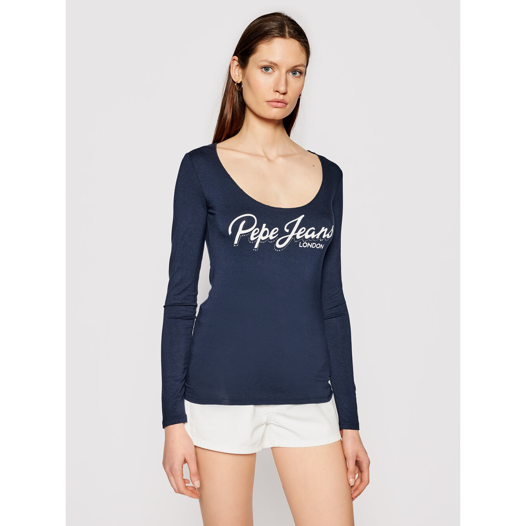 Pepe Jeans Bluza Sue PL504710 Mornarsko modra Regular Fit - Pepit.si