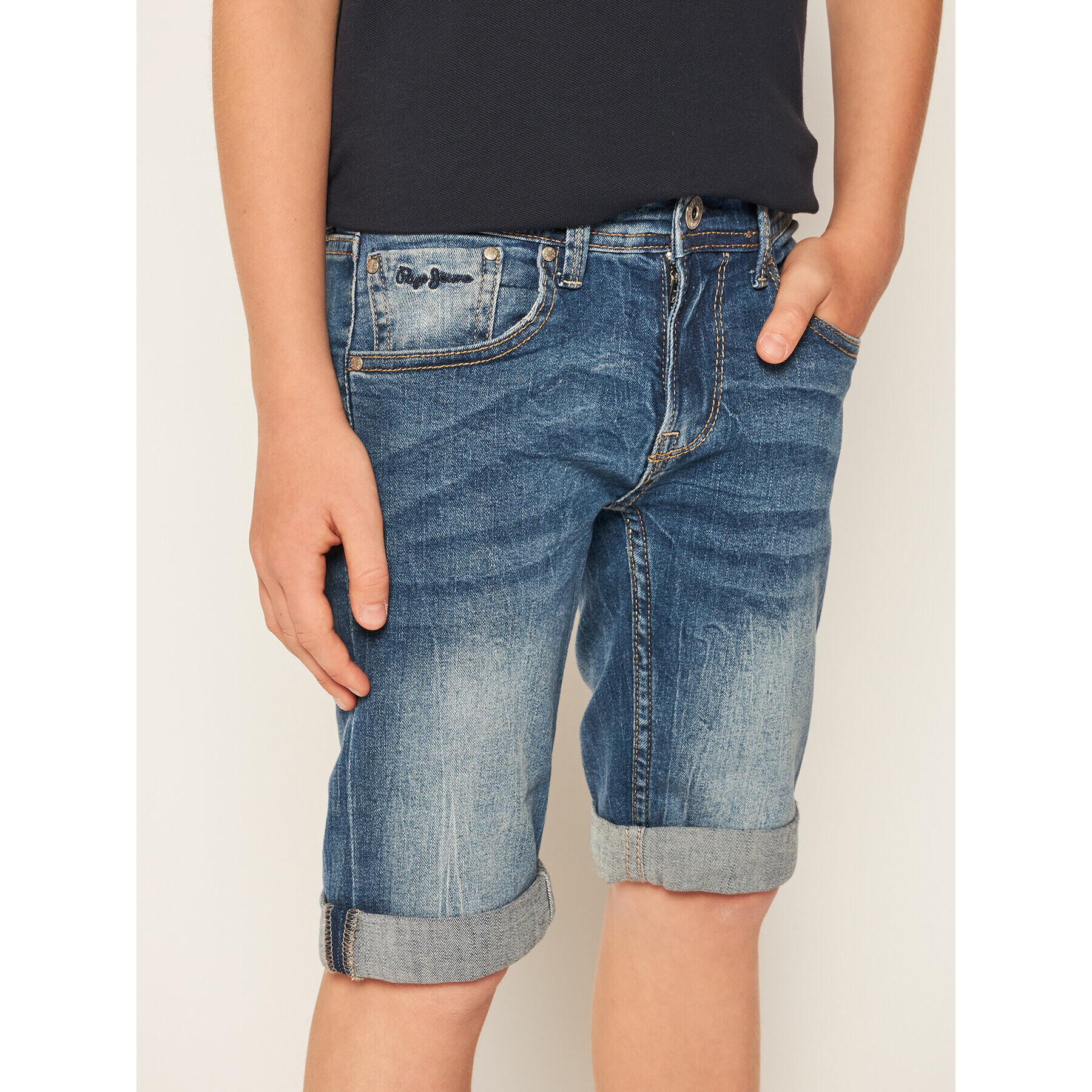 Pepe Jeans Jeans kratke hlače Becket PB800134 Mornarsko modra Slim Fit - Pepit.si