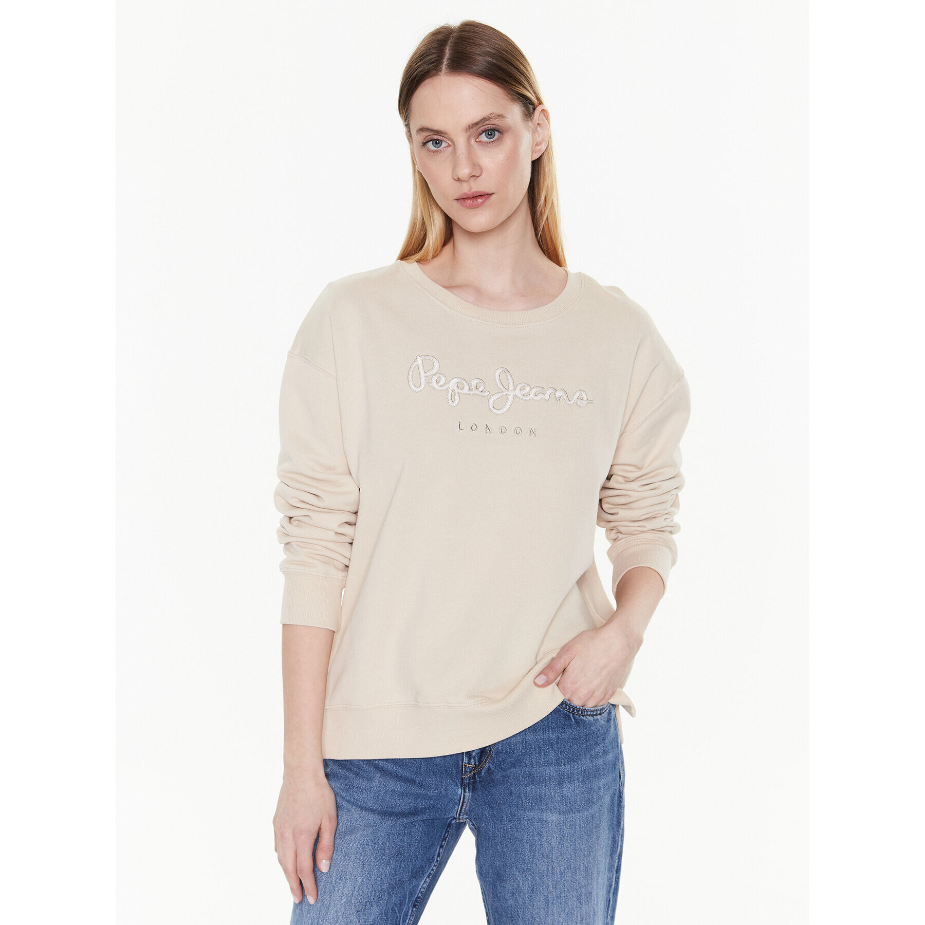 Pepe Jeans Jopa Loreta PL581285 Écru Relaxed Fit - Pepit.si