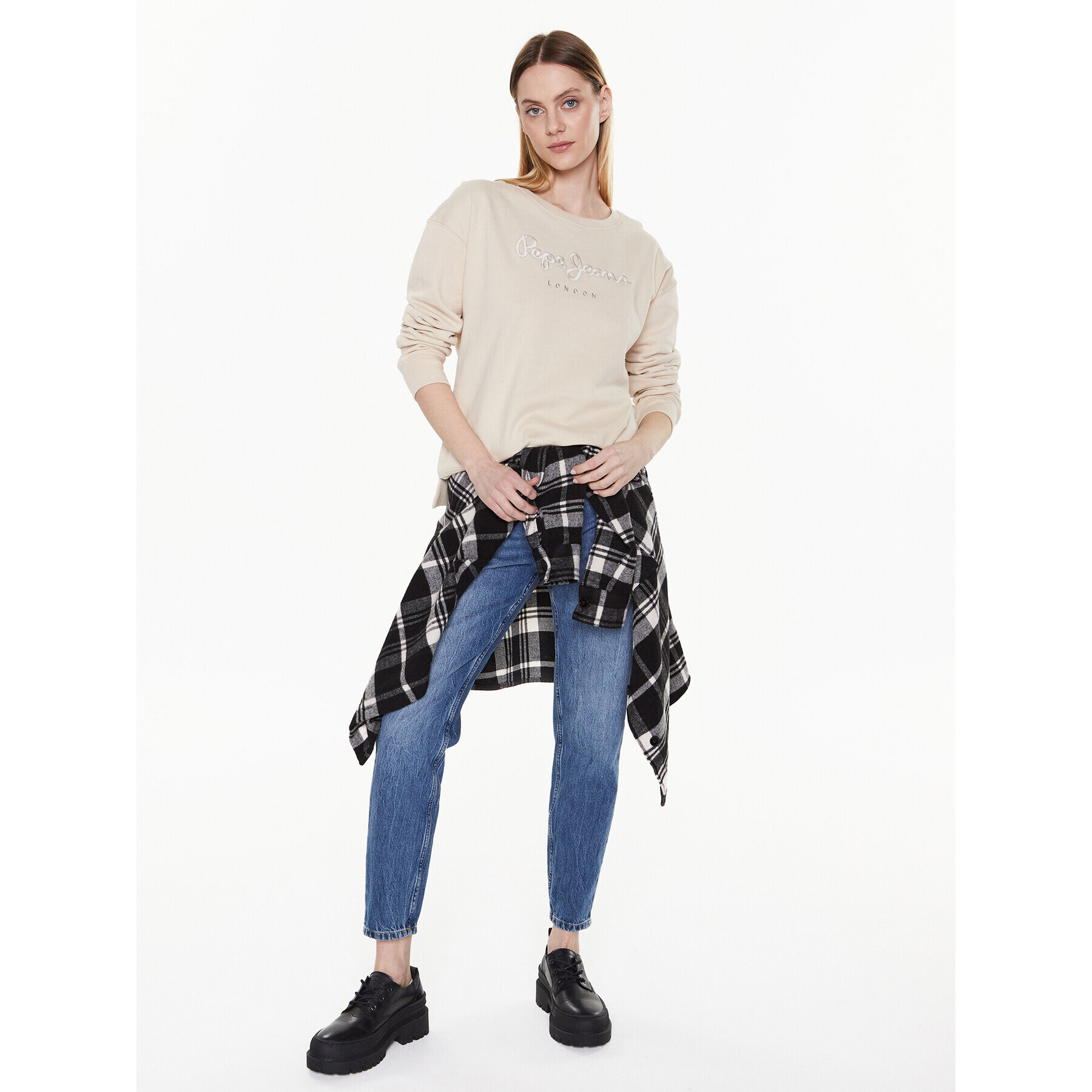 Pepe Jeans Jopa Loreta PL581285 Écru Relaxed Fit - Pepit.si