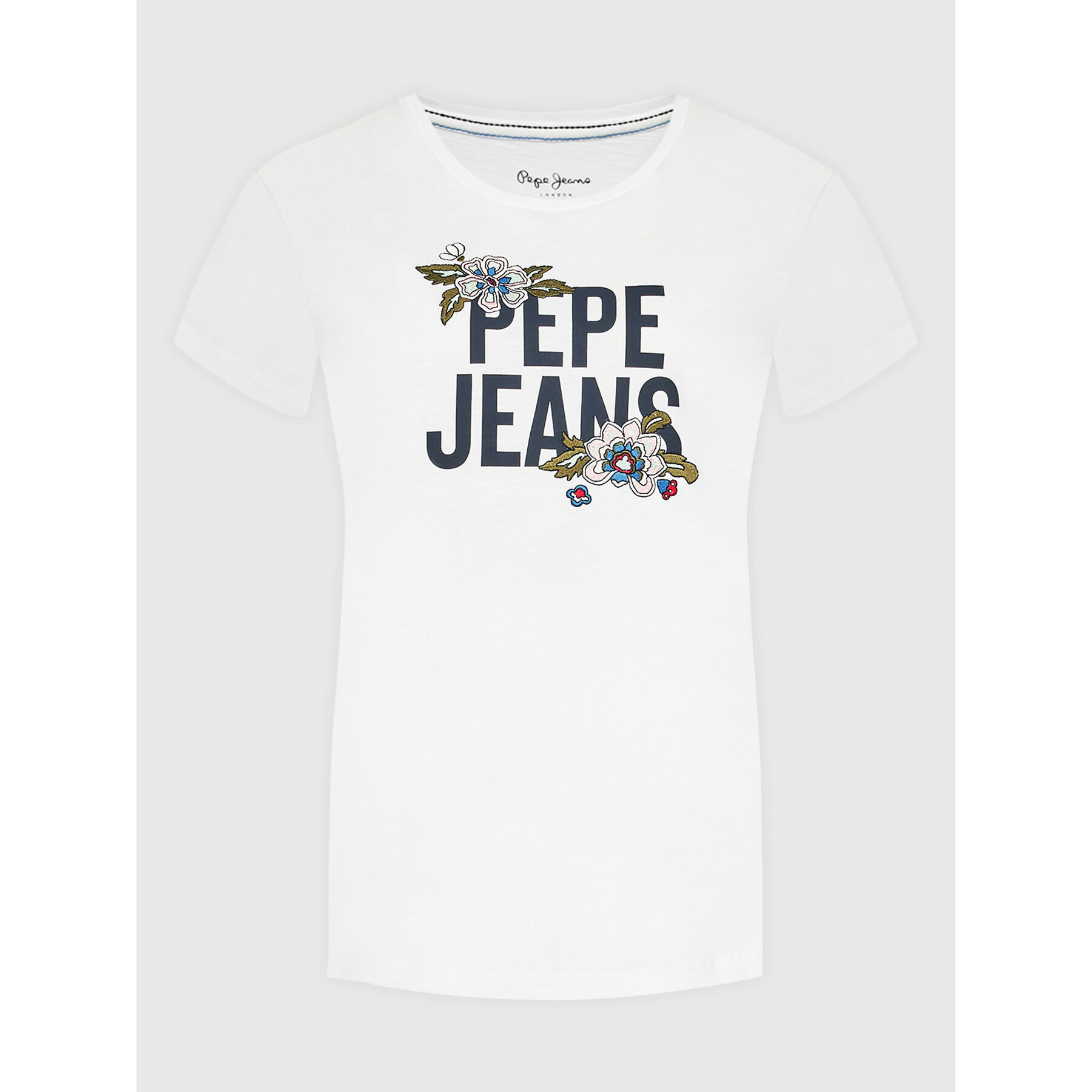 Pepe Jeans Majica Bernardette PL505135 Bela Slim Fit - Pepit.si