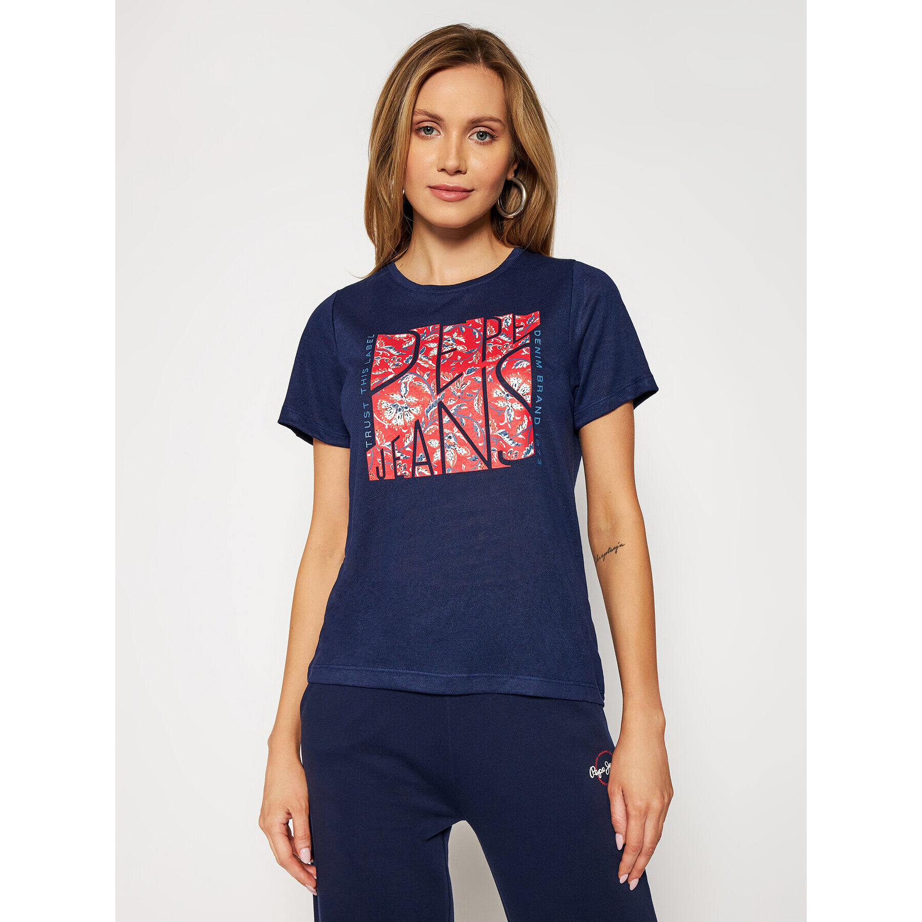 Pepe Jeans Majica Brooklyn PL504824 Mornarsko modra Regular Fit - Pepit.si