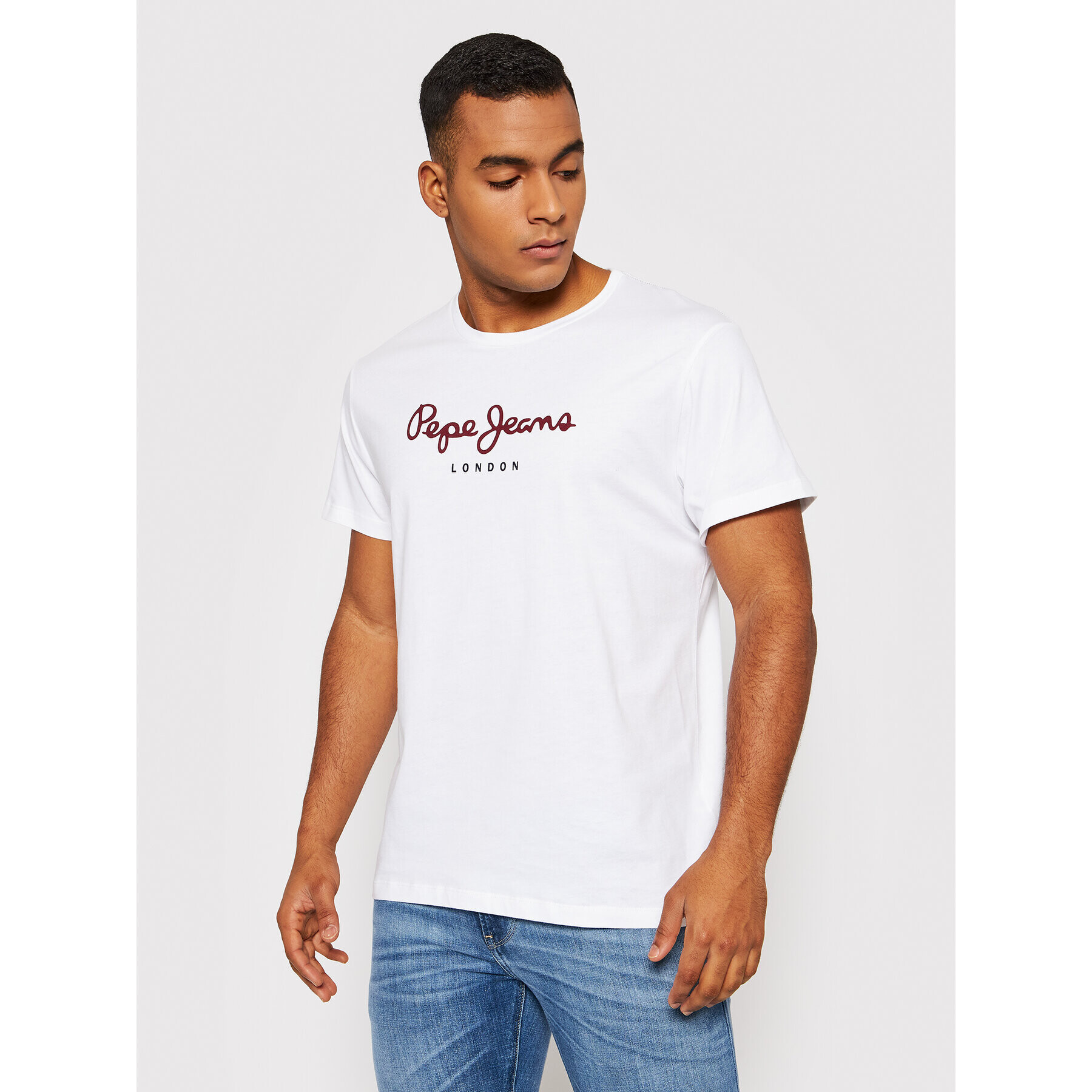 Pepe Jeans Majica Eggo PM508208 Bela Regular Fit - Pepit.si