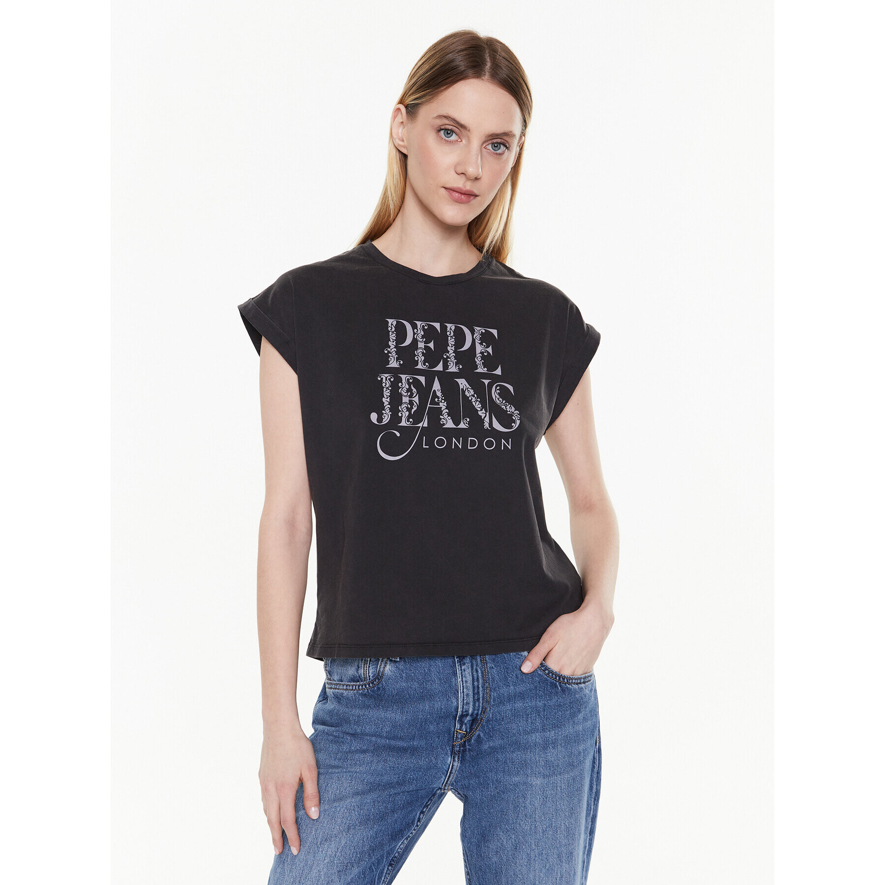 Pepe Jeans Majica Linda PL505385 Siva Boxy Fit - Pepit.si