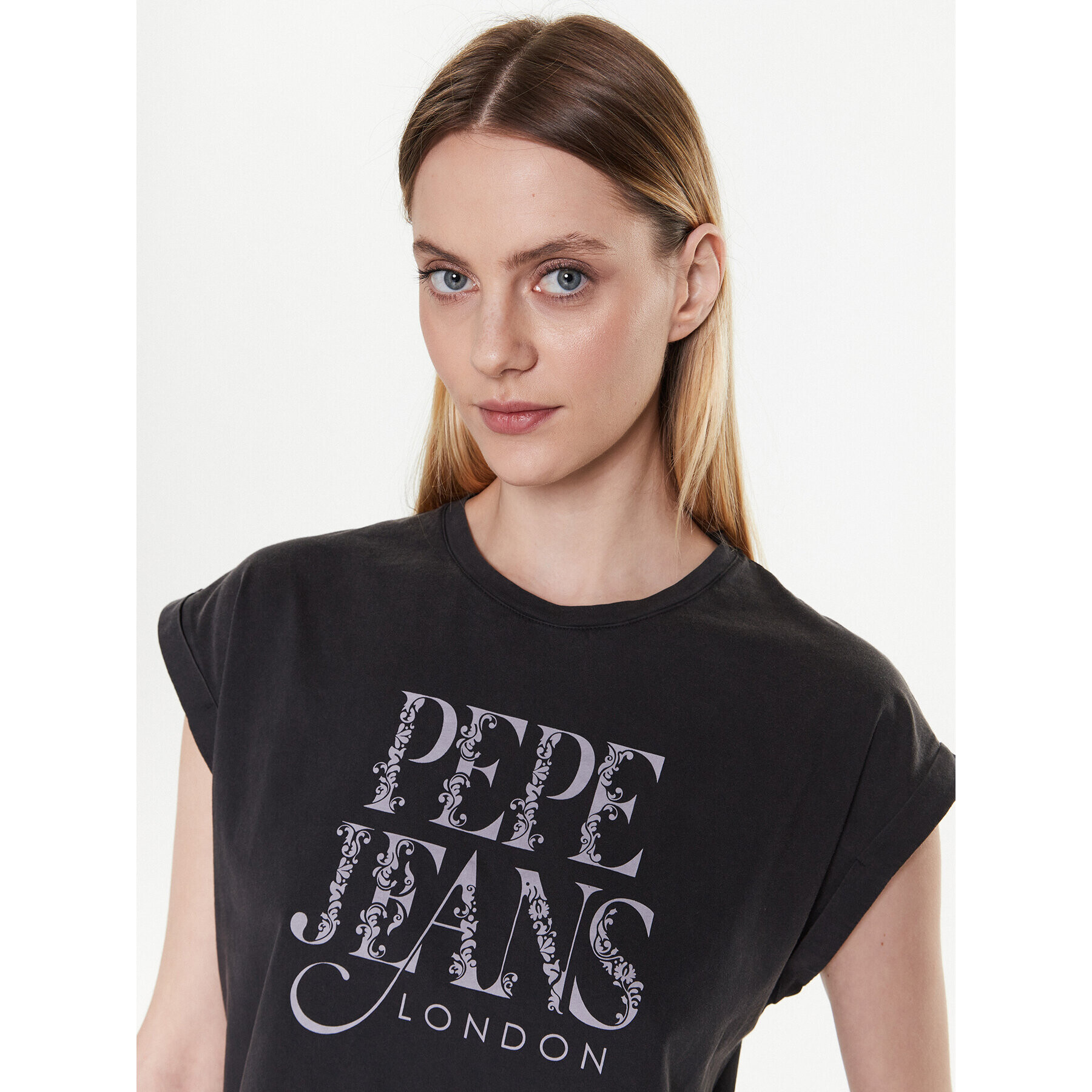 Pepe Jeans Majica Linda PL505385 Siva Boxy Fit - Pepit.si