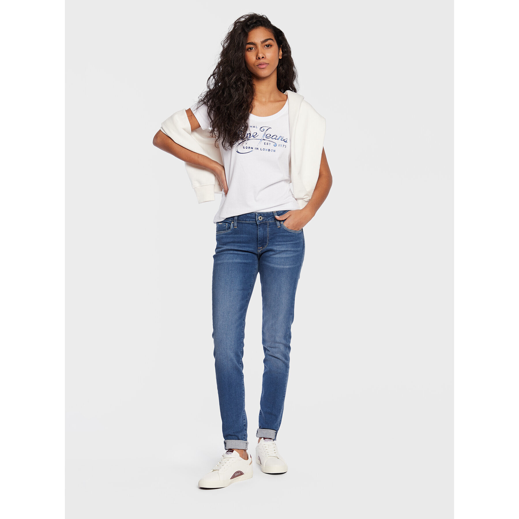 Pepe Jeans Majica Mery PL505418 Bela Regular Fit - Pepit.si