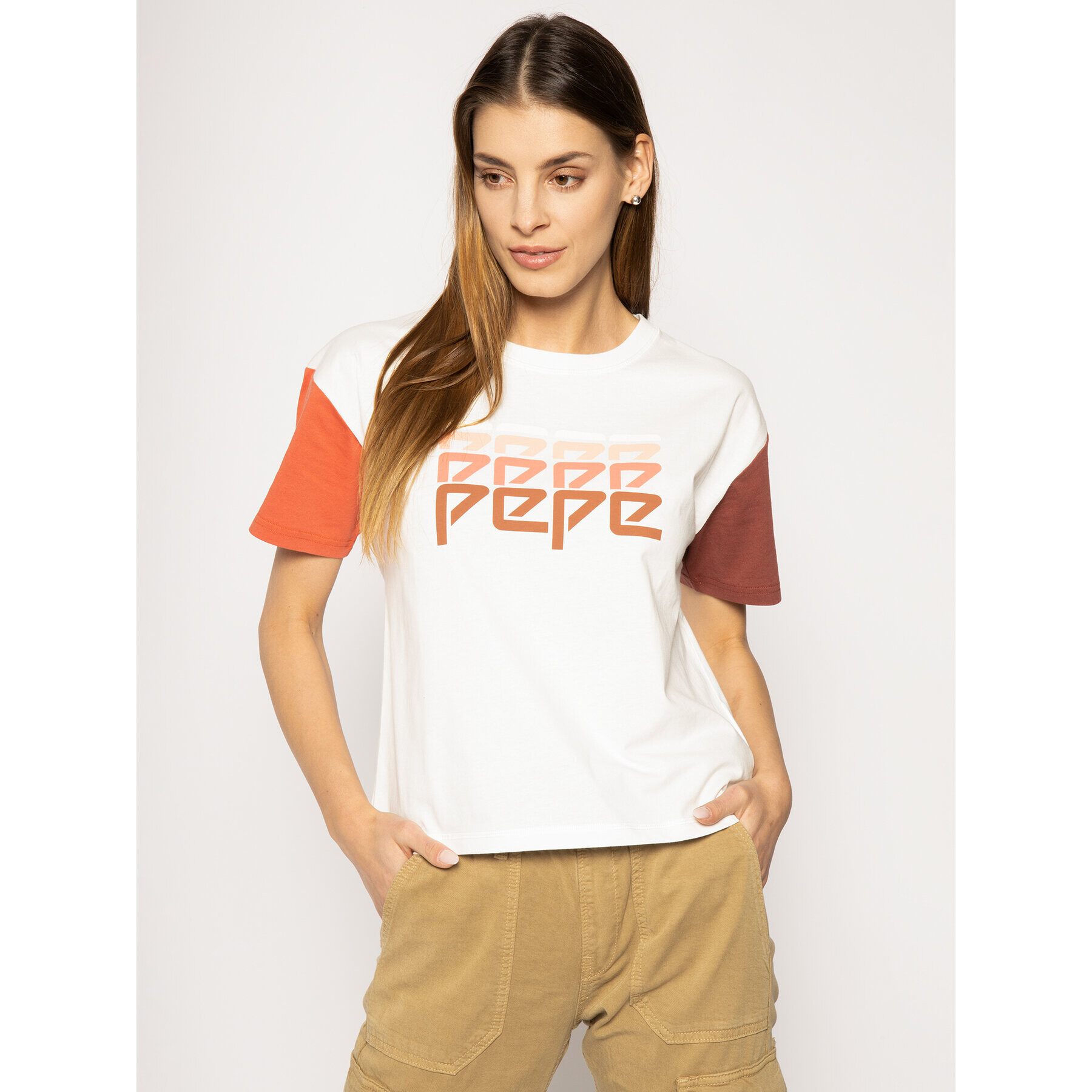 Pepe Jeans Majica Penelope PL504480 Bela Regular Fit - Pepit.si