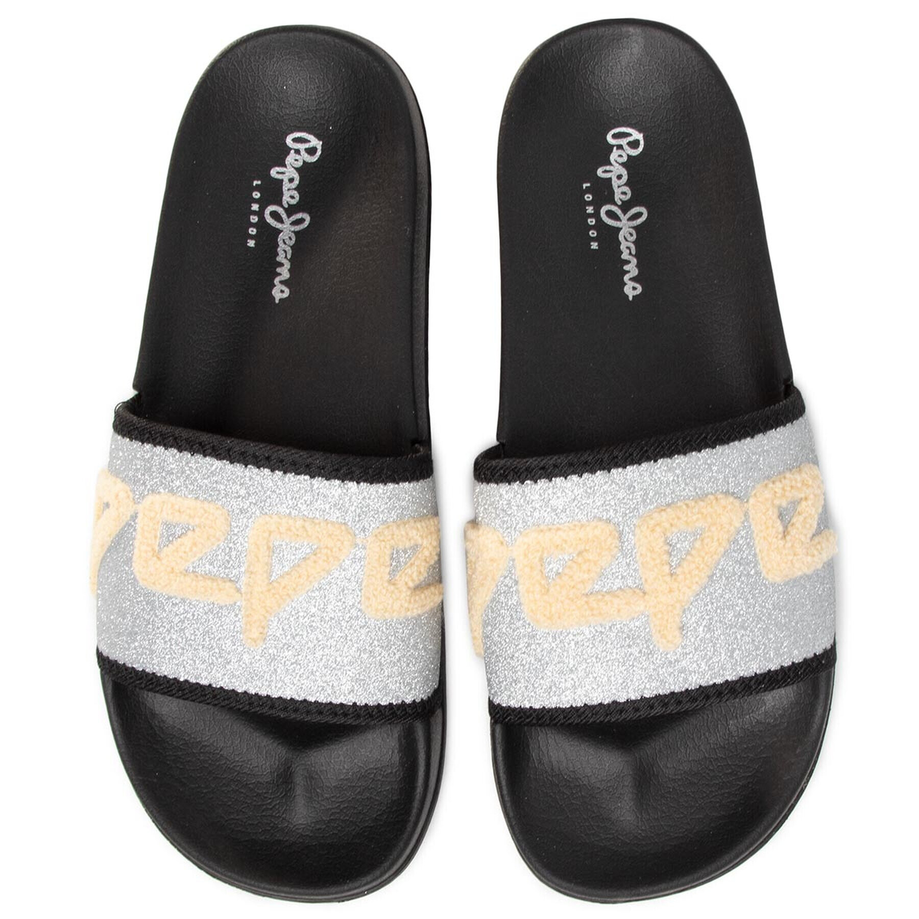 Pepe Jeans Natikači Slider Towi PLS70079 Srebrna - Pepit.si