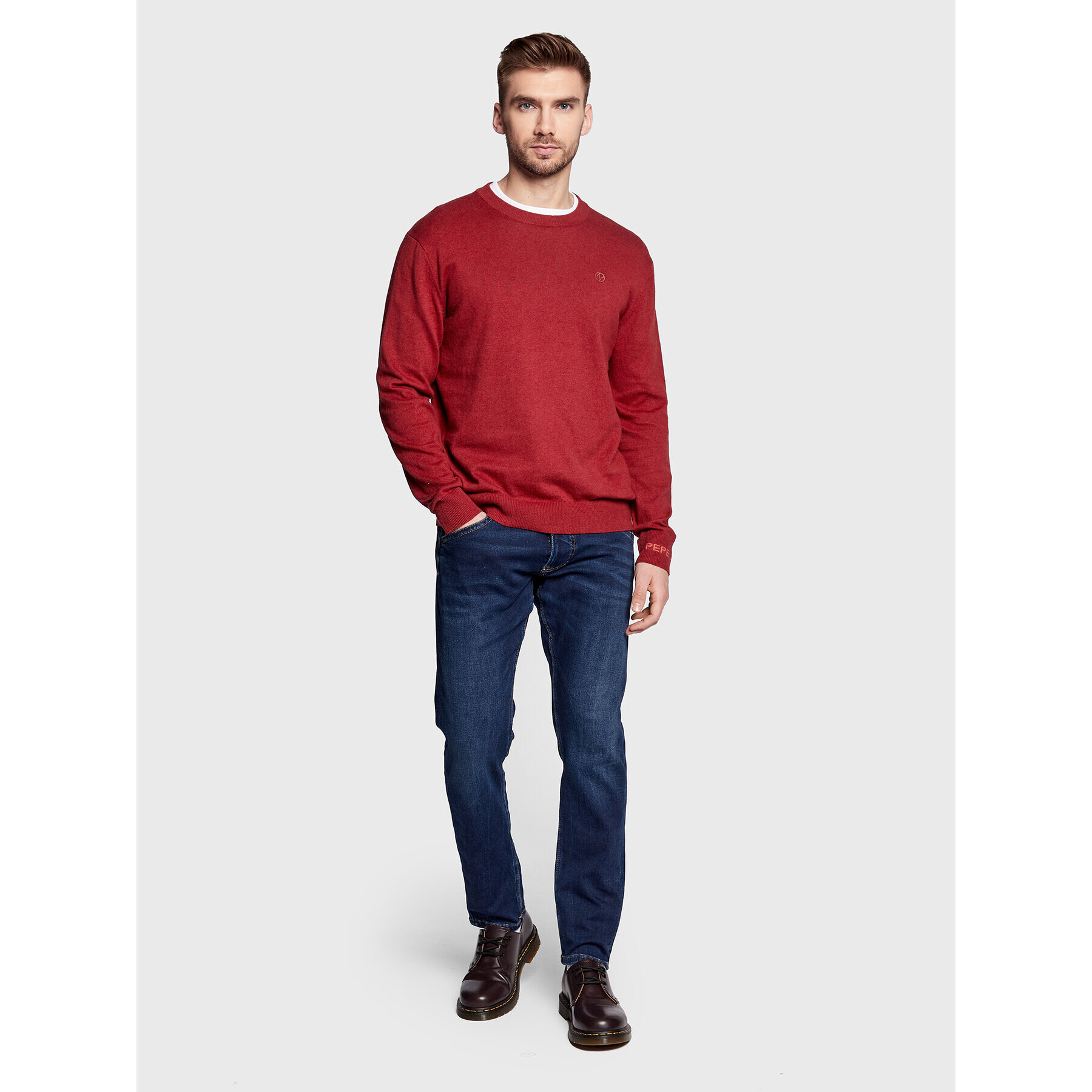 Pepe Jeans Pulover Andre PM702240 Rdeča Relaxed Fit - Pepit.si