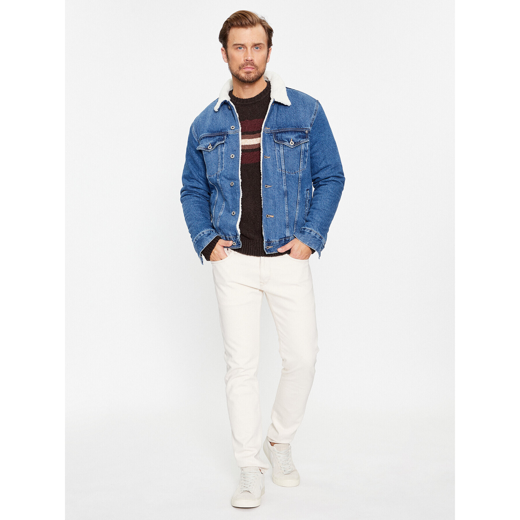 Pepe Jeans Pulover Scott PM702370 Rjava Regular Fit - Pepit.si