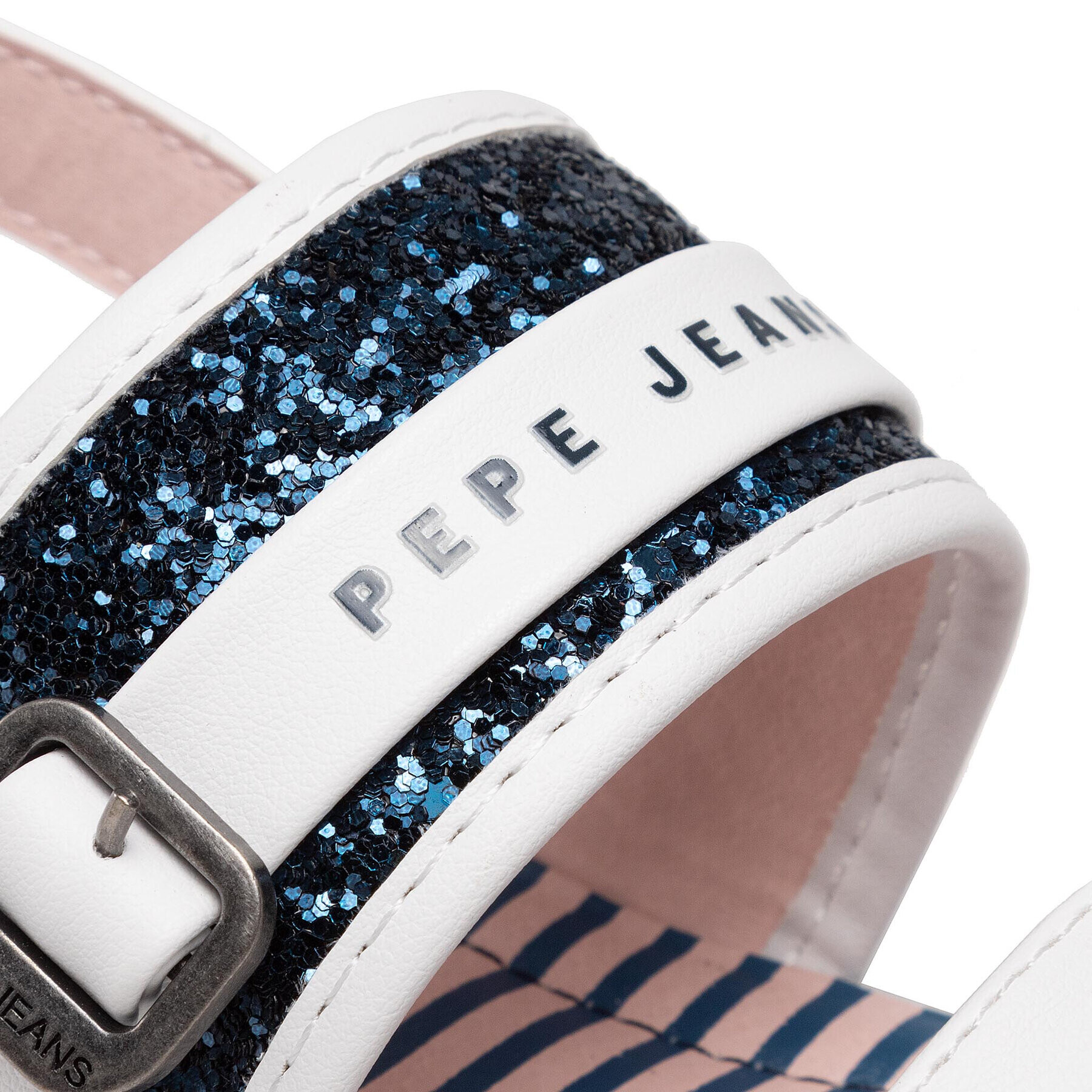 Pepe Jeans Sandali Elisa Glitter PGS90177 Bela - Pepit.si