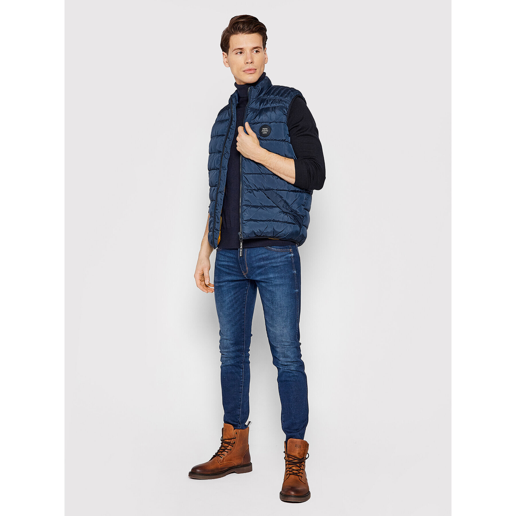 Pepe Jeans Telovnik Heinrich Vest PM402449 Mornarsko modra Regular Fit - Pepit.si