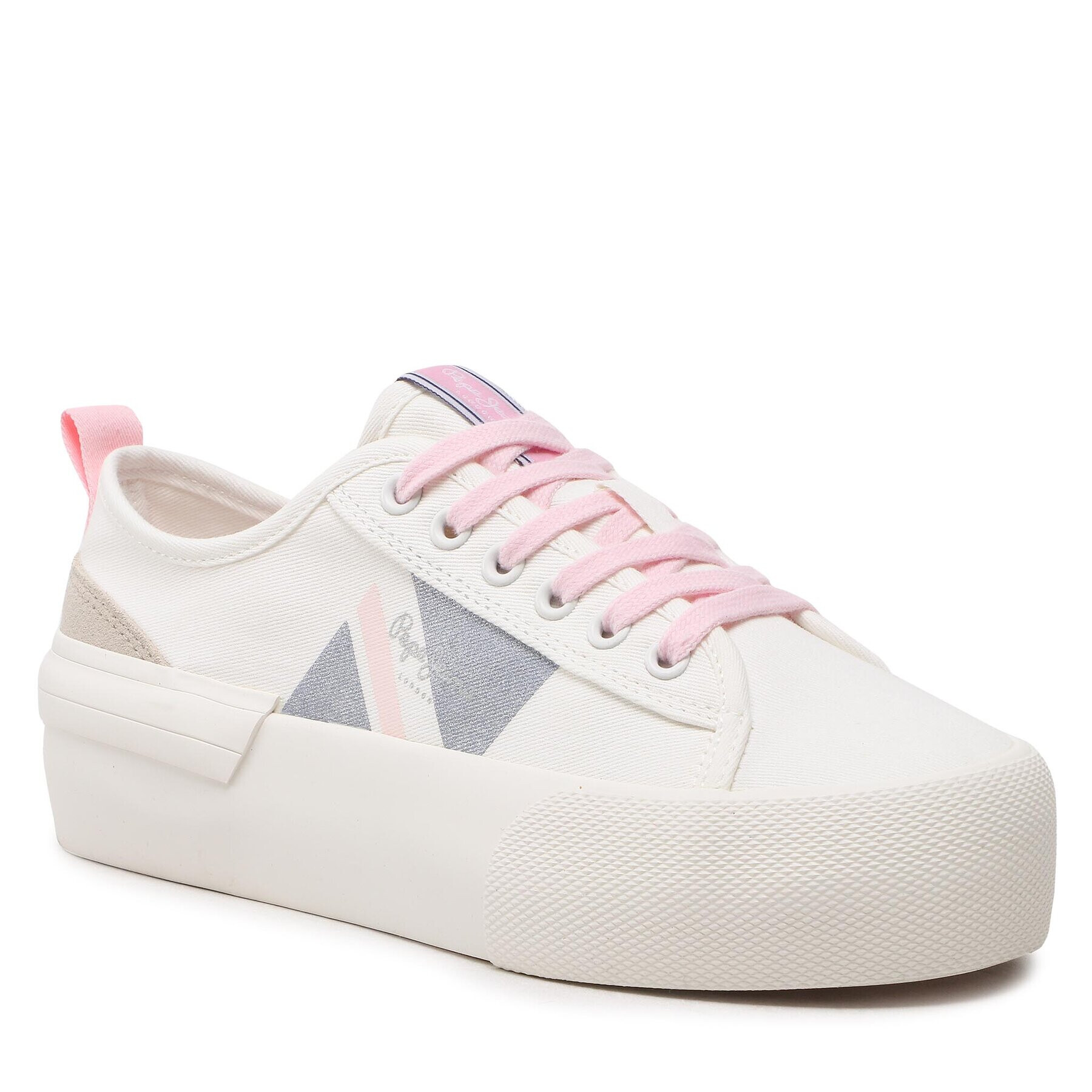 Pepe Jeans Tenis superge Allen Flag Color W PLS31488 Bela - Pepit.si