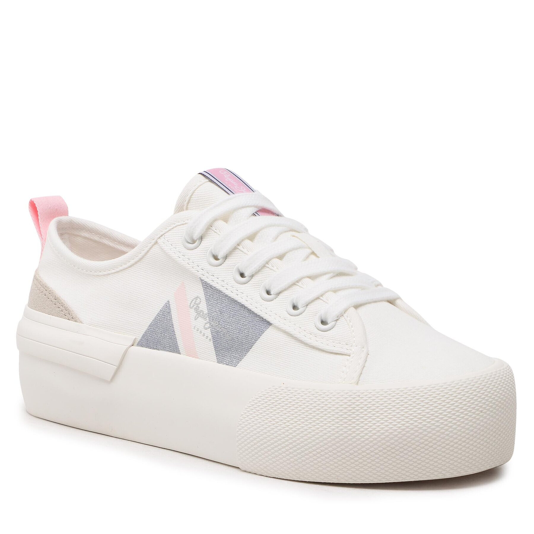 Pepe Jeans Tenis superge Allen Flag Color W PLS31488 Bela - Pepit.si