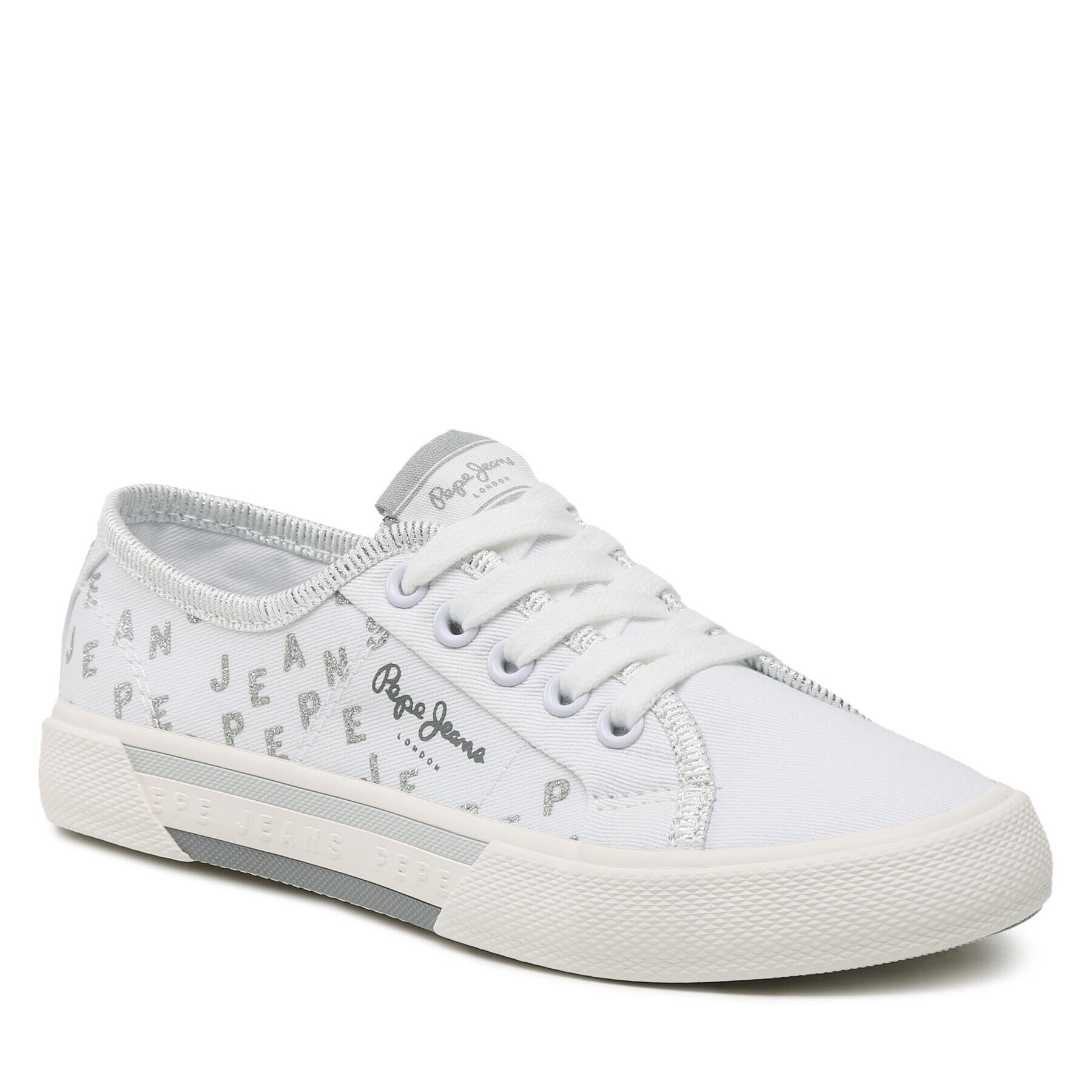 Pepe Jeans Tenis superge Brady Shine G PGS30562 Bela - Pepit.si