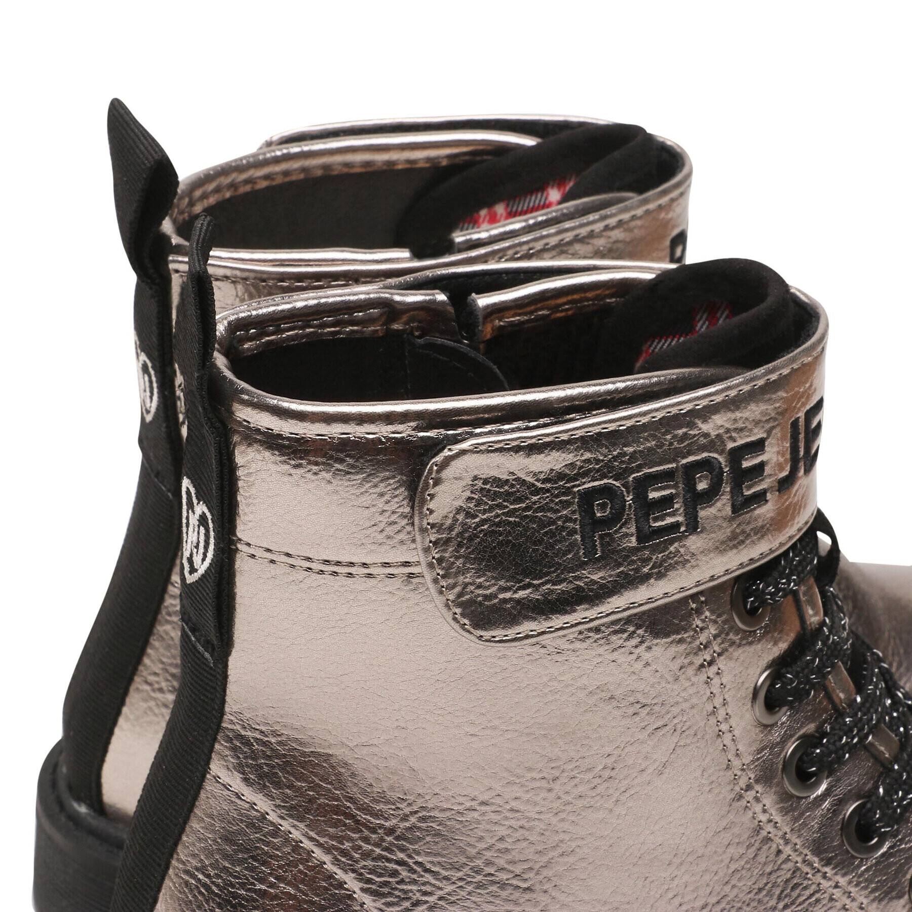 Pepe Jeans Zimski škornji Hatton Strap Metal PGS50168 Srebrna - Pepit.si