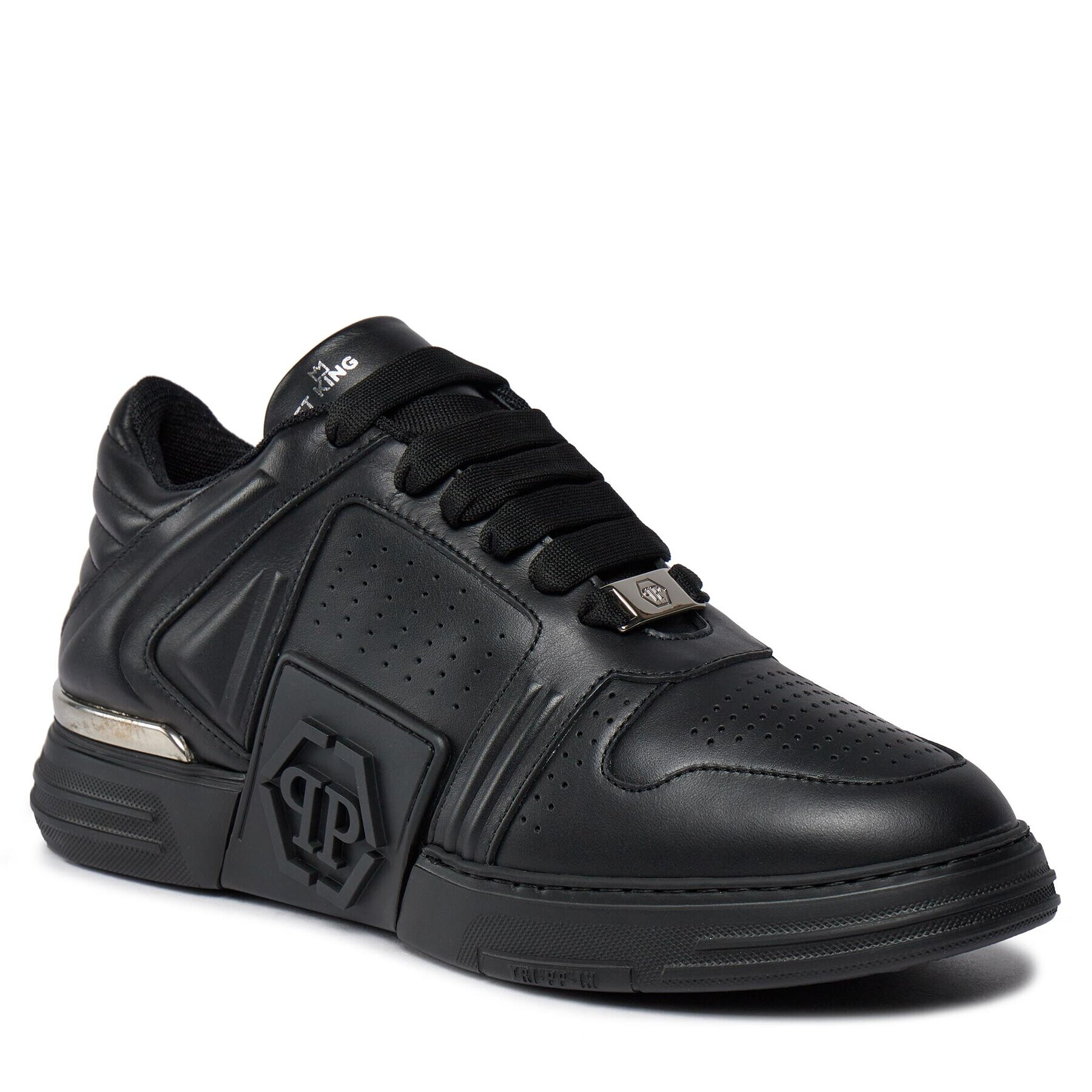 PHILIPP PLEIN Superge Leather Lo-Top Sneakers AACS MSC3843 PLE075N Črna - Pepit.si