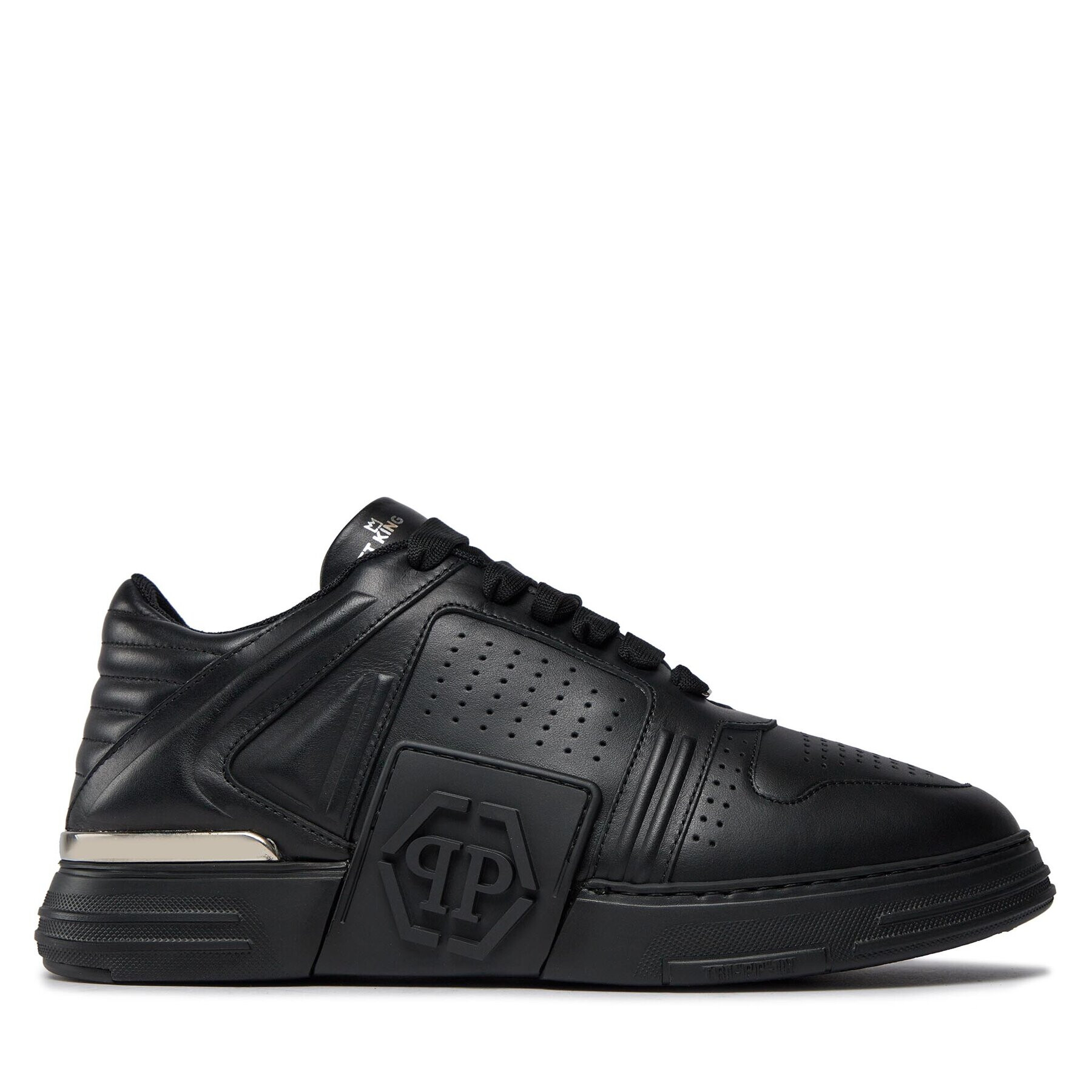 PHILIPP PLEIN Superge Leather Lo-Top Sneakers AACS MSC3843 PLE075N Črna - Pepit.si