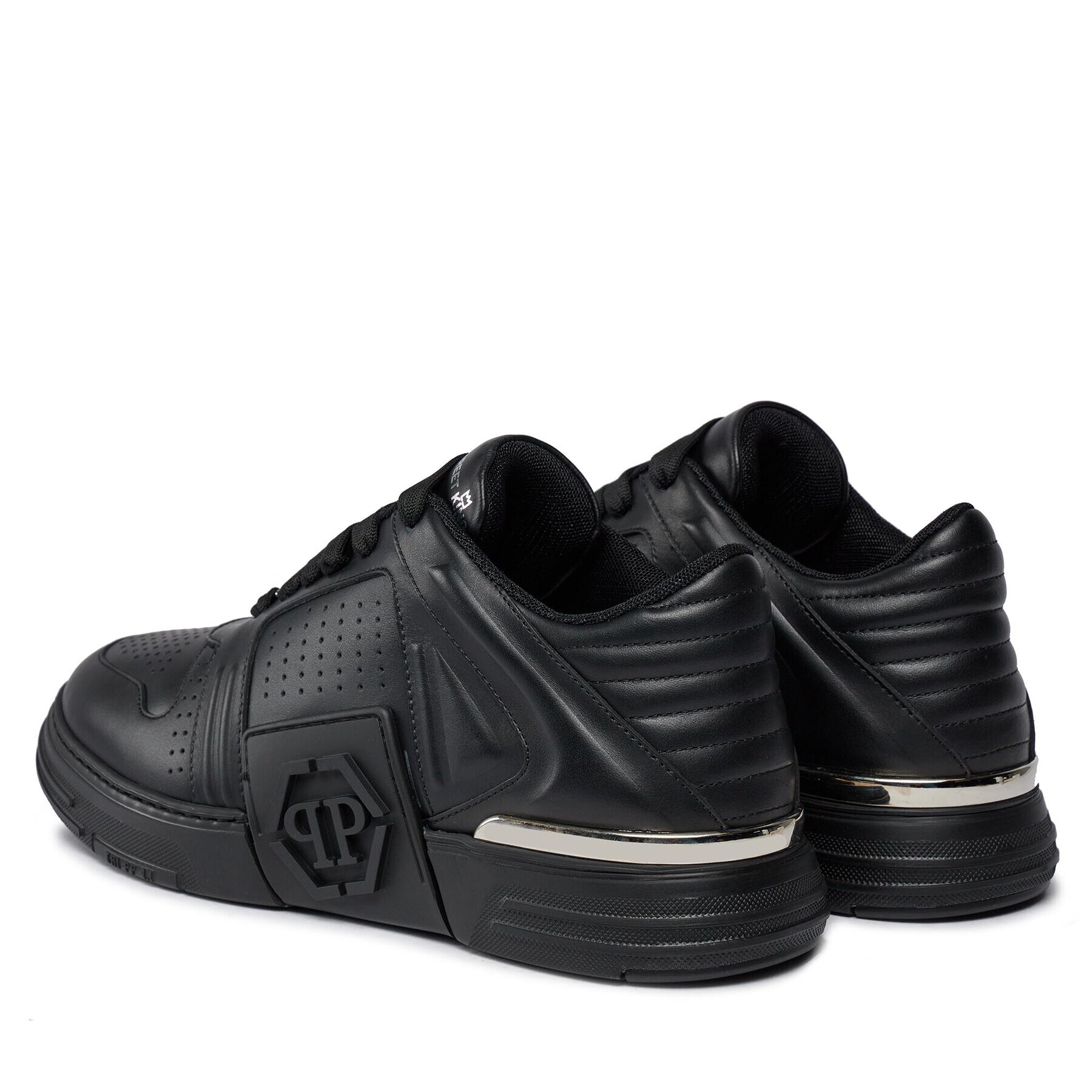 PHILIPP PLEIN Superge Leather Lo-Top Sneakers AACS MSC3843 PLE075N Črna - Pepit.si