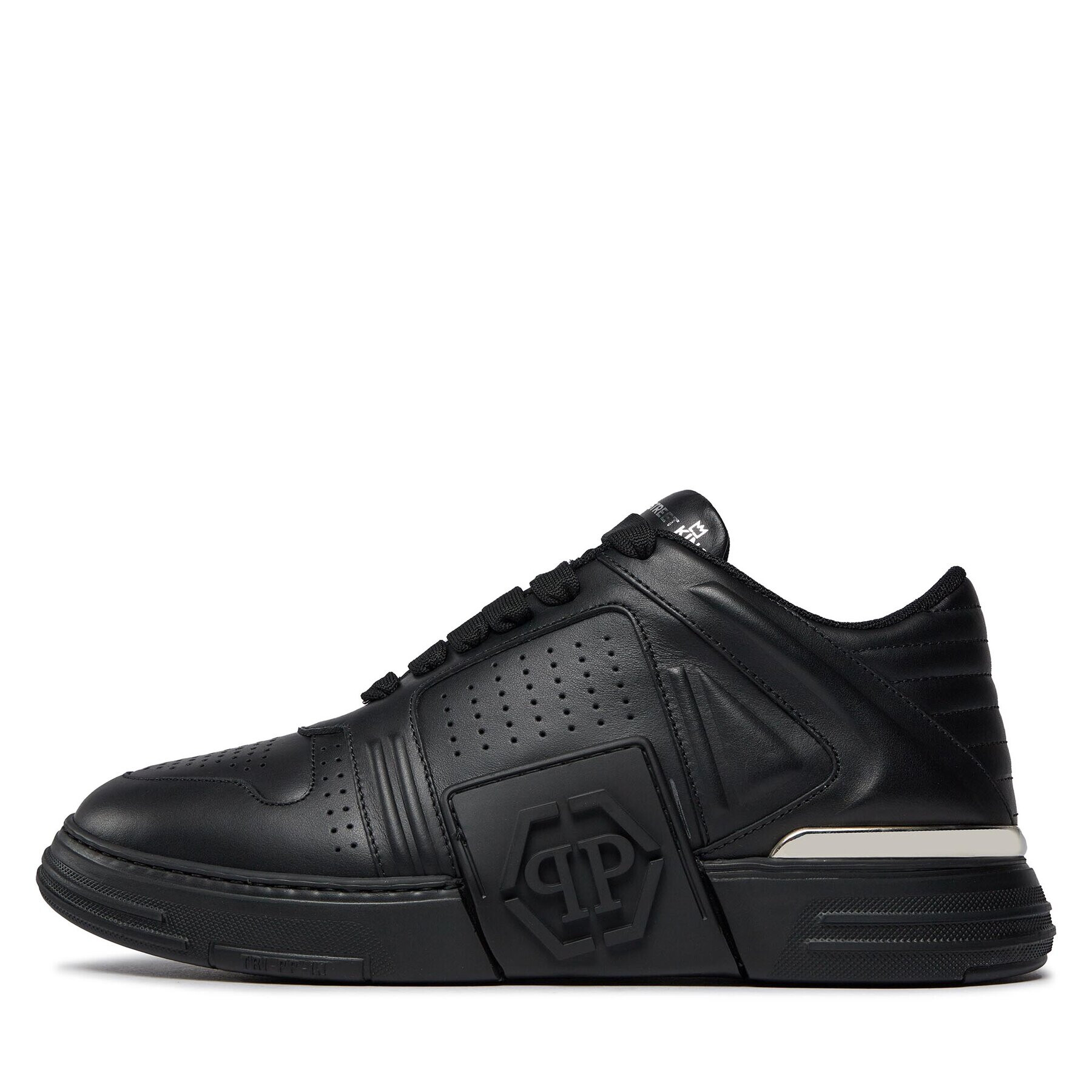 PHILIPP PLEIN Superge Leather Lo-Top Sneakers AACS MSC3843 PLE075N Črna - Pepit.si