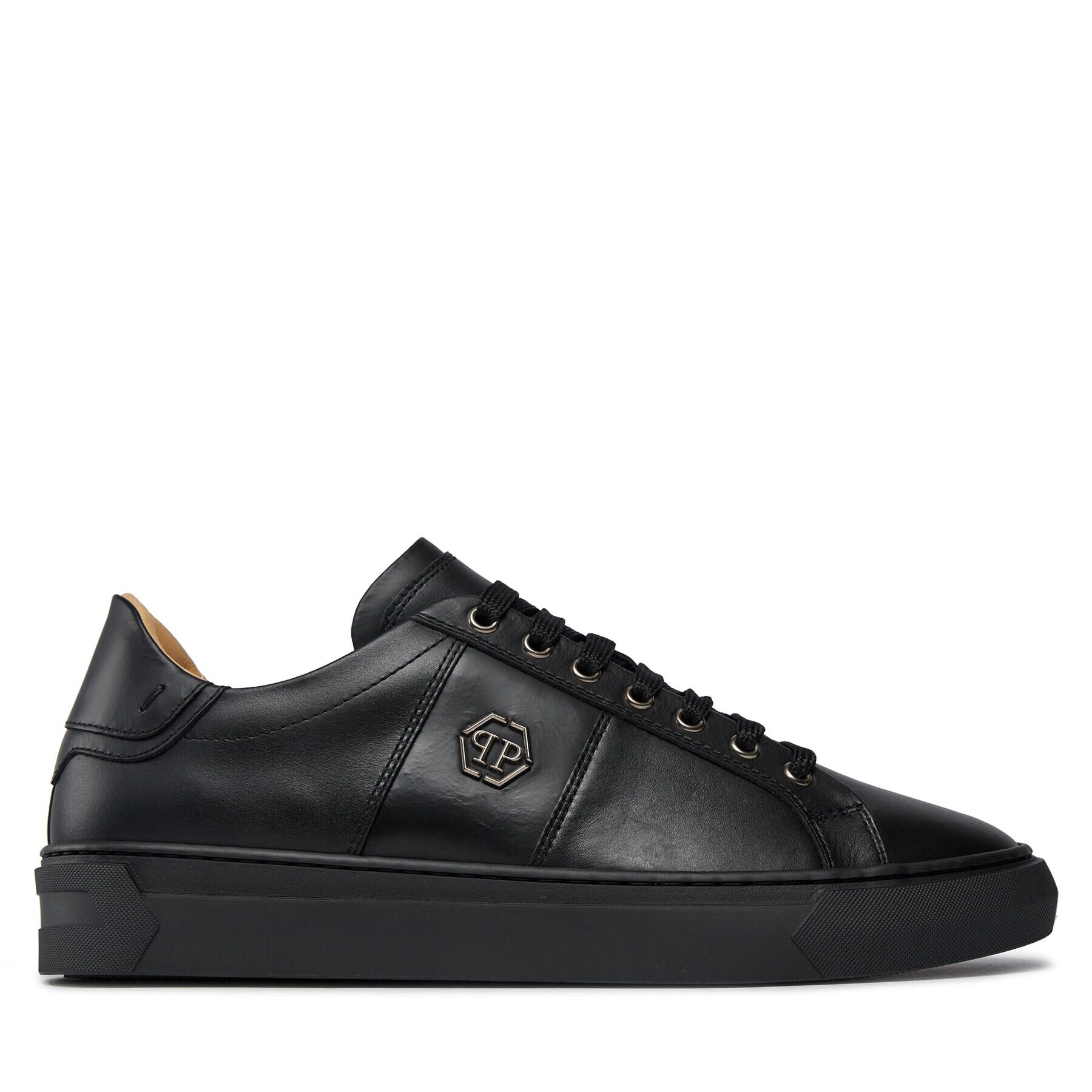 PHILIPP PLEIN Superge Leather Lo-Top Sneakers Hexagon AACS MSC3905 PLE075N Črna - Pepit.si