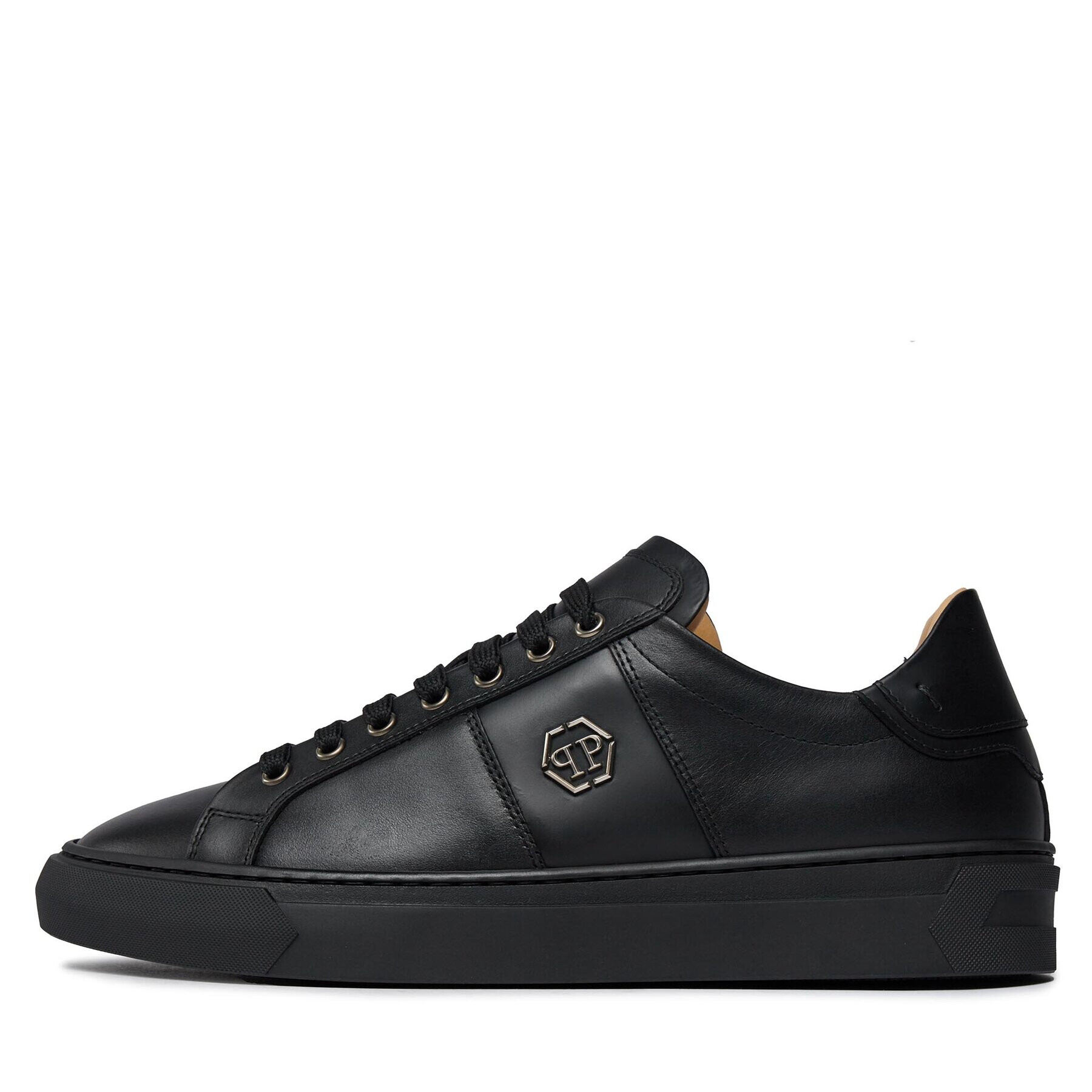 PHILIPP PLEIN Superge Leather Lo-Top Sneakers Hexagon AACS MSC3905 PLE075N Črna - Pepit.si