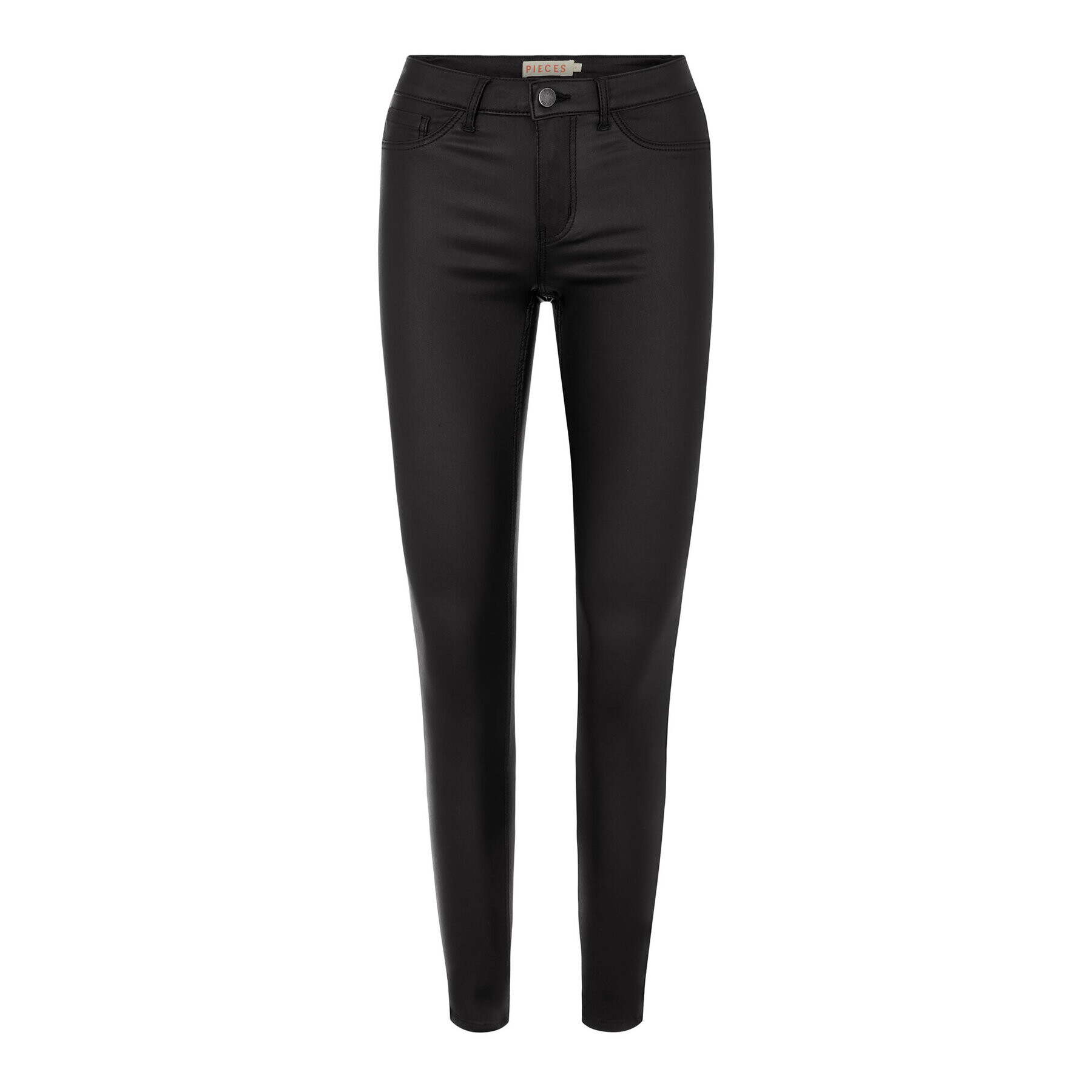 Pieces Hlače iz umetnega usnja Shape-Up 17108412 Črna Skinny Fit - Pepit.si