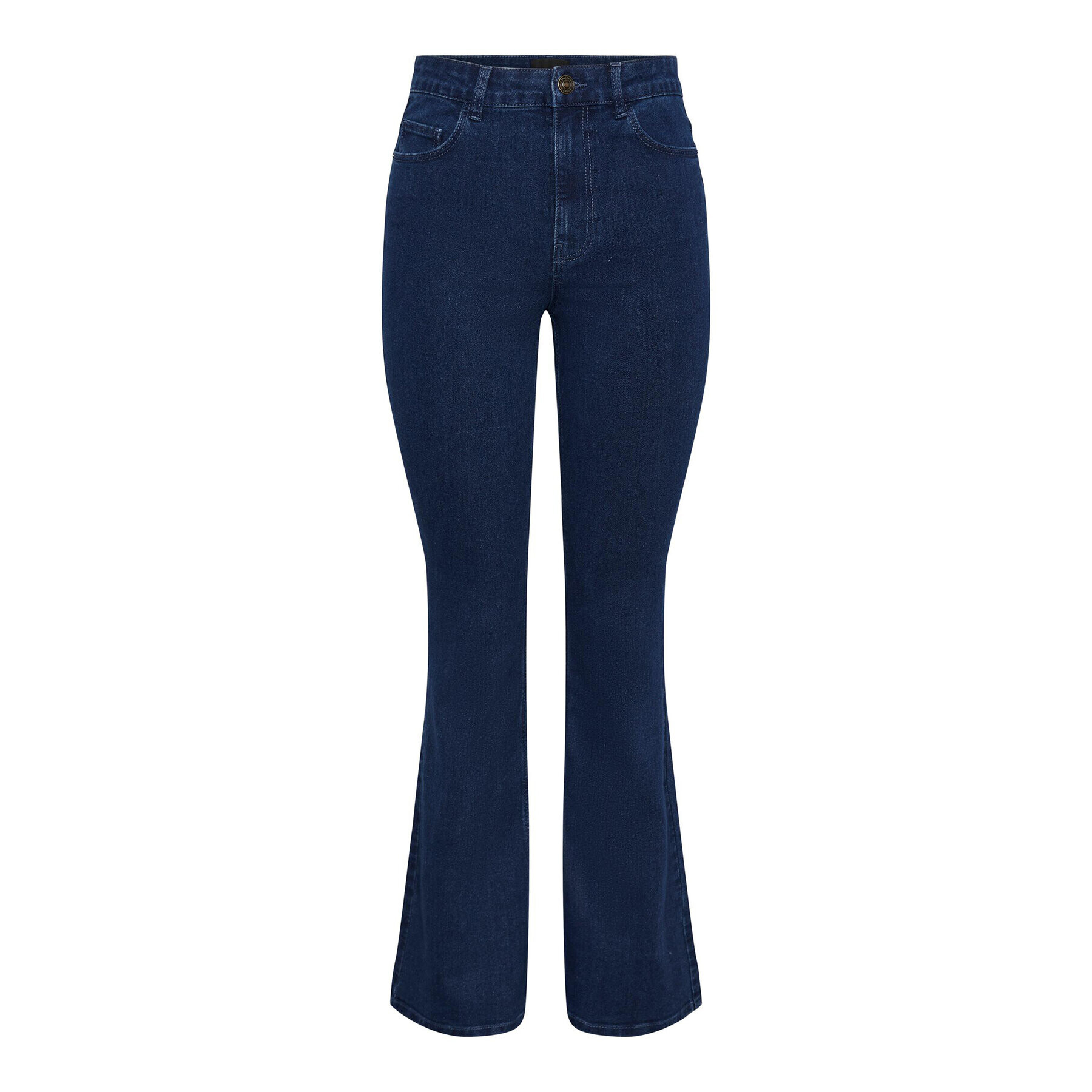 Pieces Jeans hlače 17127256 Mornarsko modra Flared Fit - Pepit.si