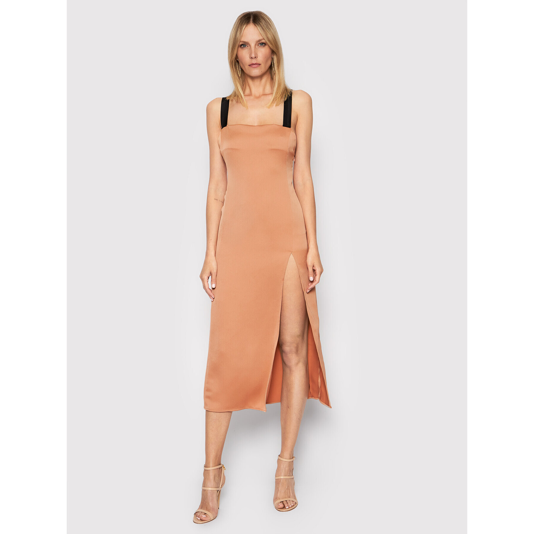 Pinko Cocktail obleka Macadamia 1N13K6 A04E Oranžna Regular Fit - Pepit.si