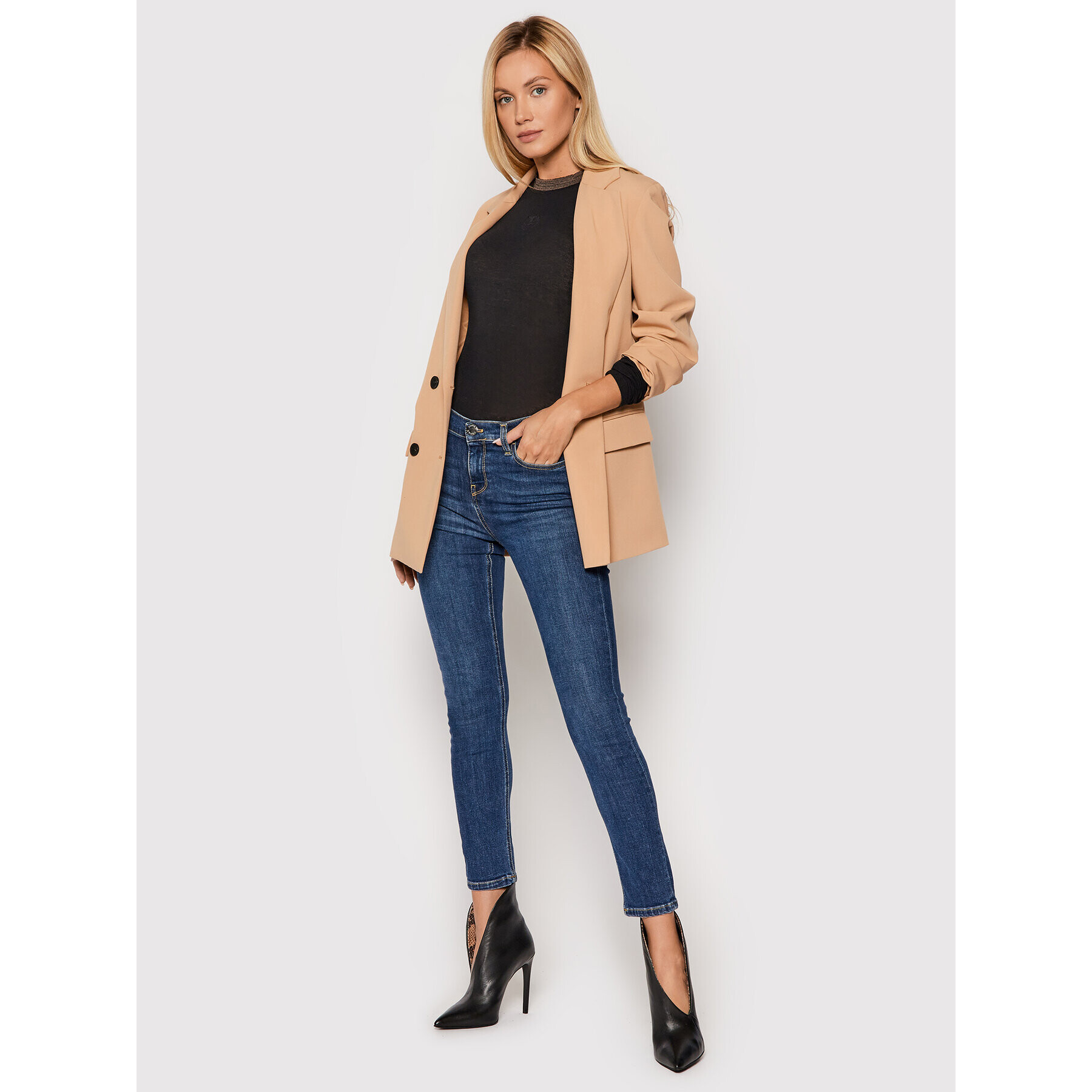 Pinko Jeans hlače Sabrina 1J10NV Y78M Mornarsko modra Skinny Fit - Pepit.si