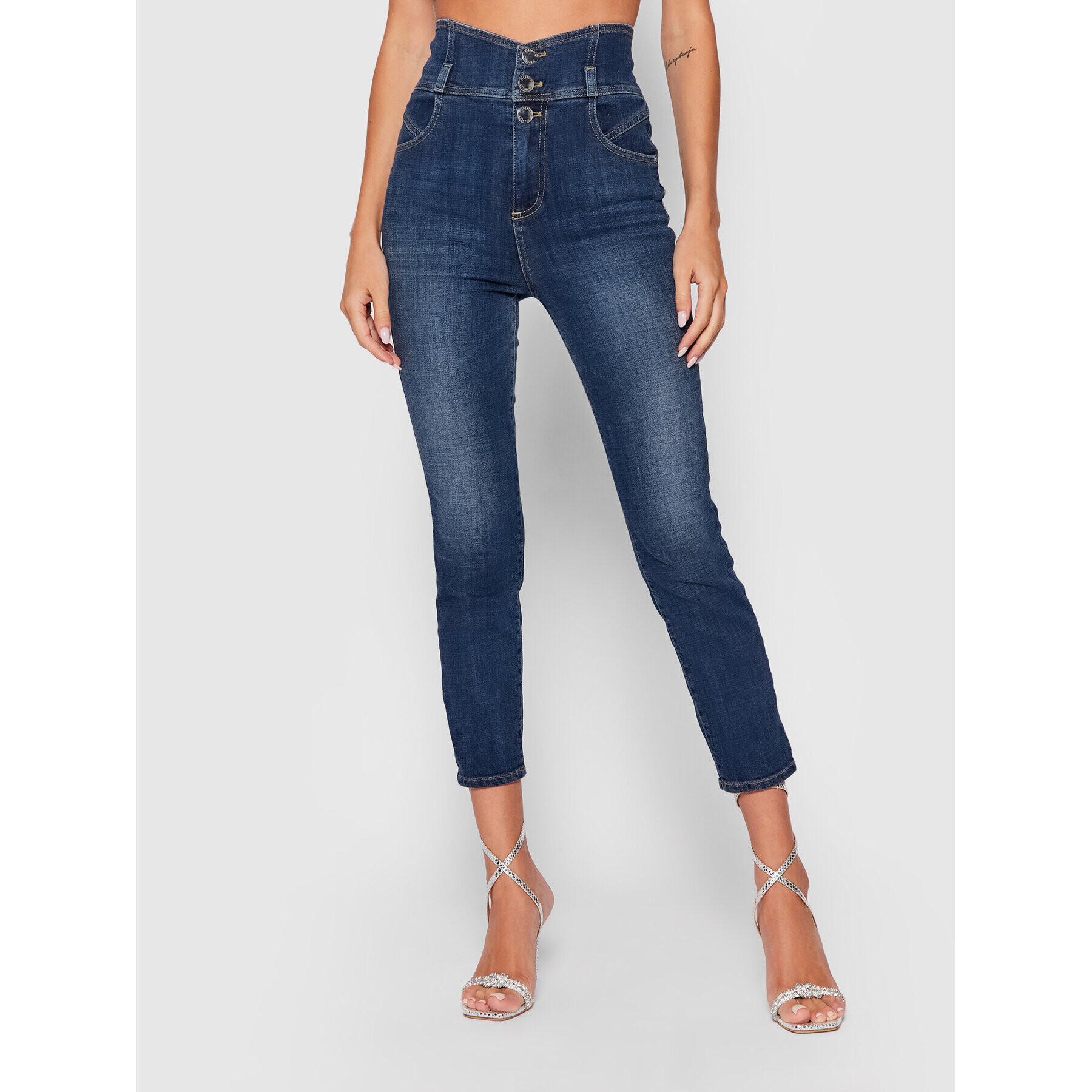 Pinko Jeans hlače Simon 1J10QZ Y78Q Mornarsko modra Skinny Fit - Pepit.si