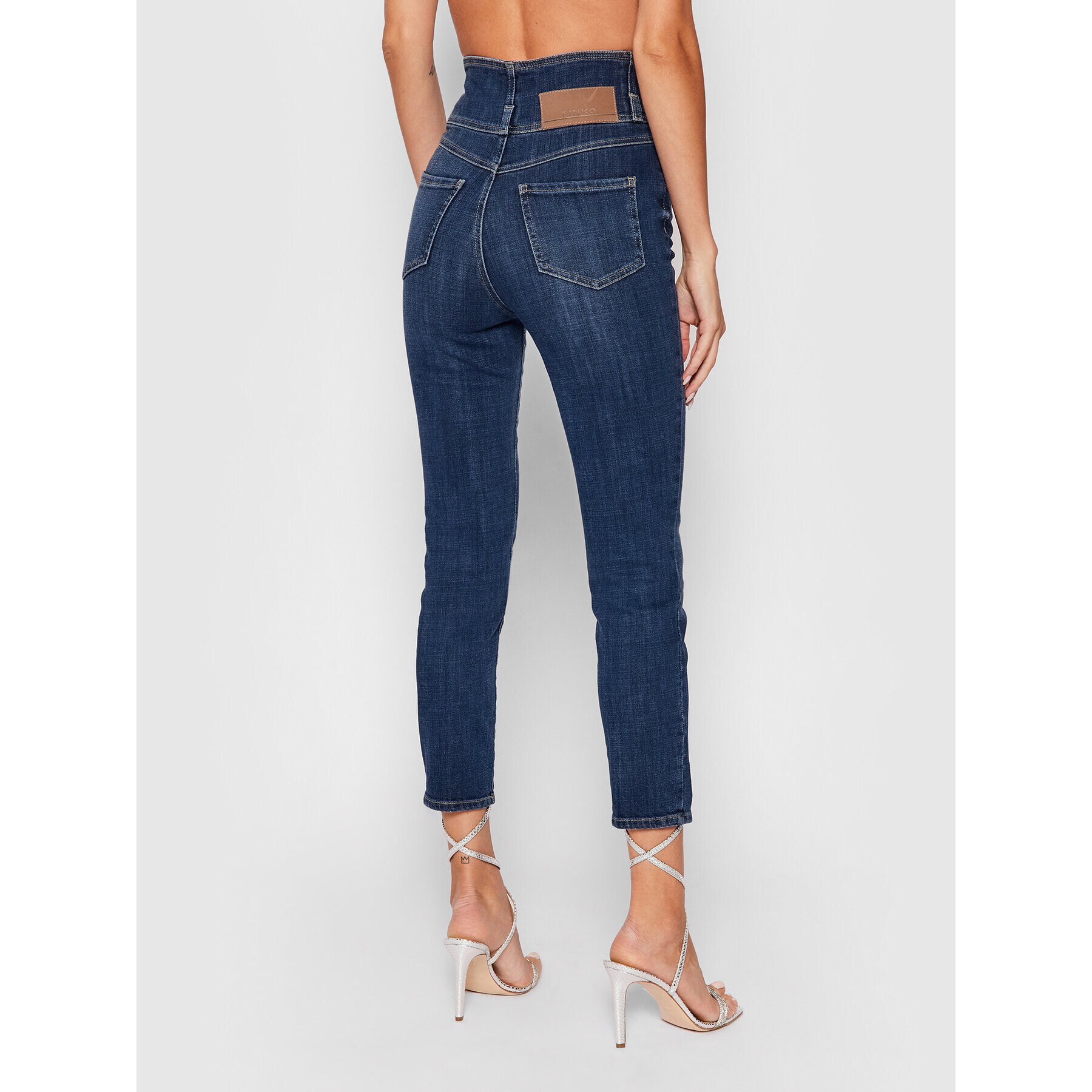 Pinko Jeans hlače Simon 1J10QZ Y78Q Mornarsko modra Skinny Fit - Pepit.si