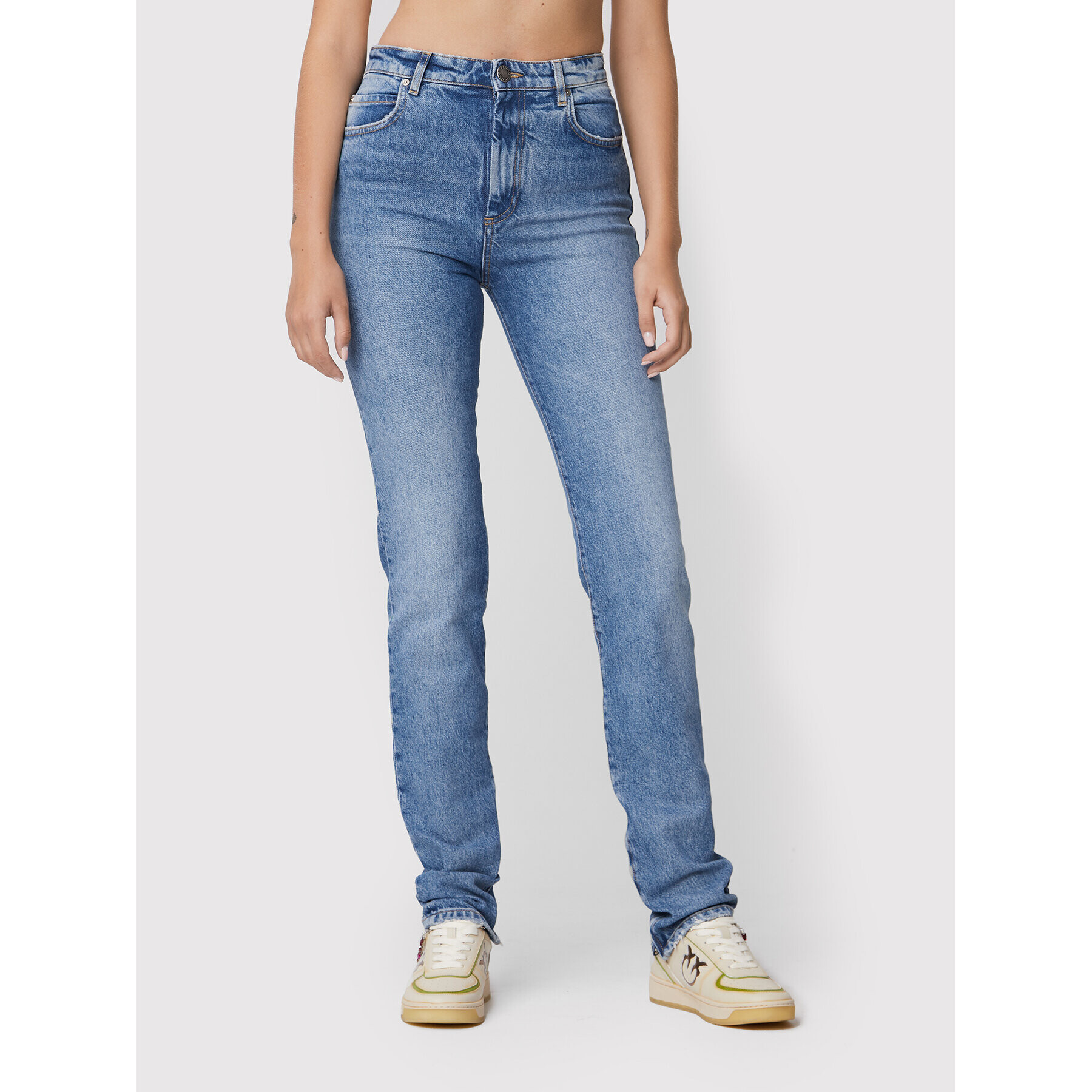 Pinko Jeans hlače Sissyzip 1J110N A0C4 Modra Slim Fit - Pepit.si