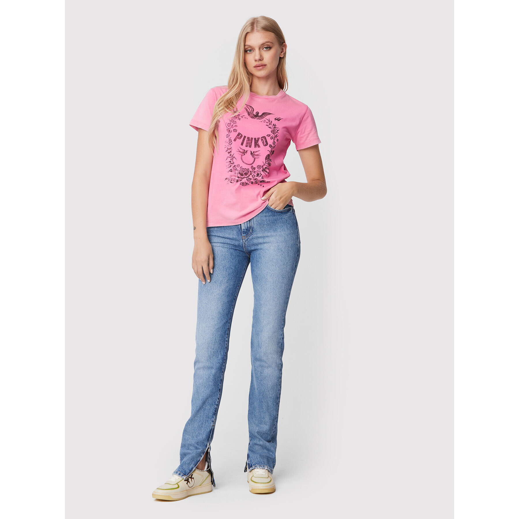 Pinko Jeans hlače Sissyzip 1J110N A0C4 Modra Slim Fit - Pepit.si