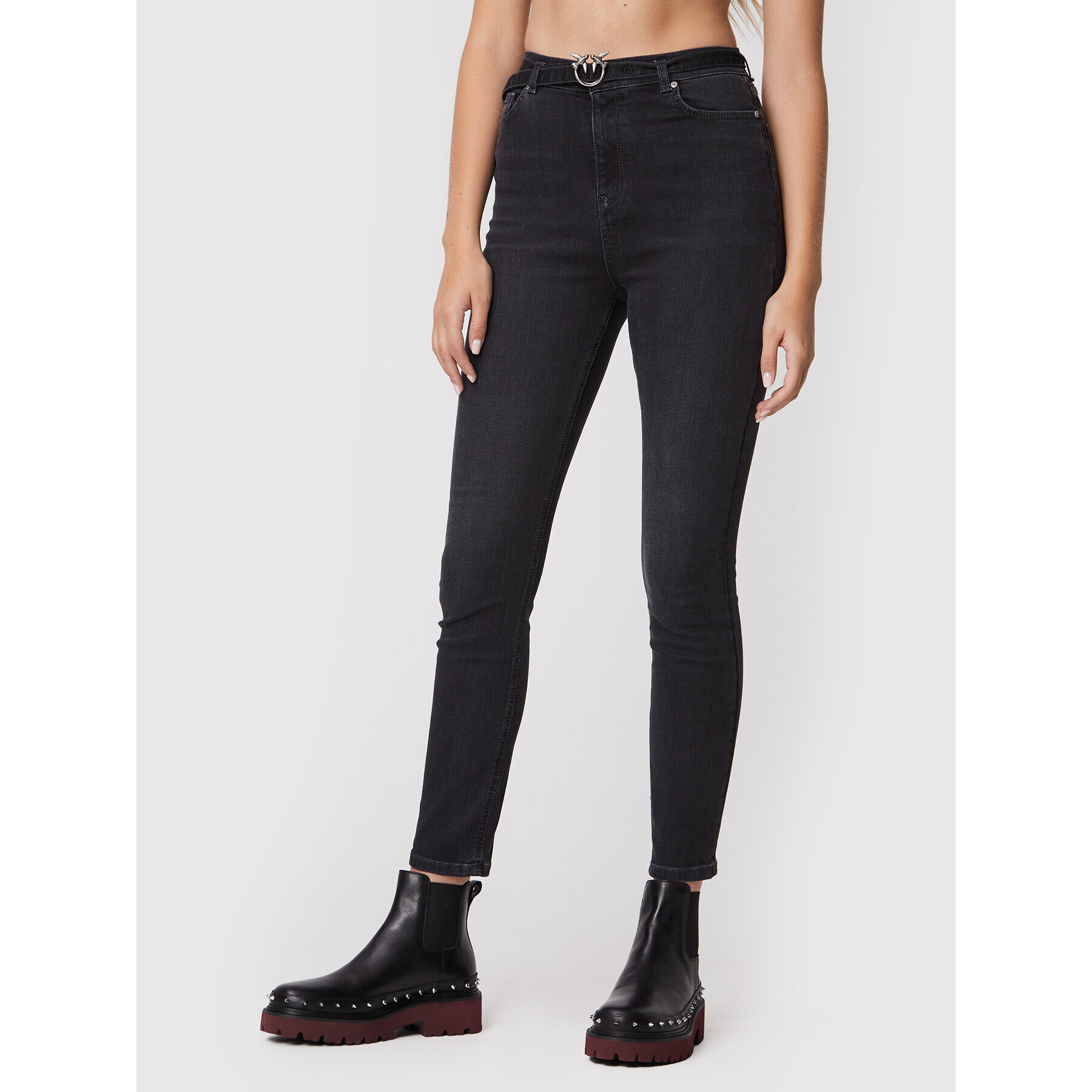 Pinko Jeans hlače Susan 1J10YU Y78P Črna Skinny Fit - Pepit.si